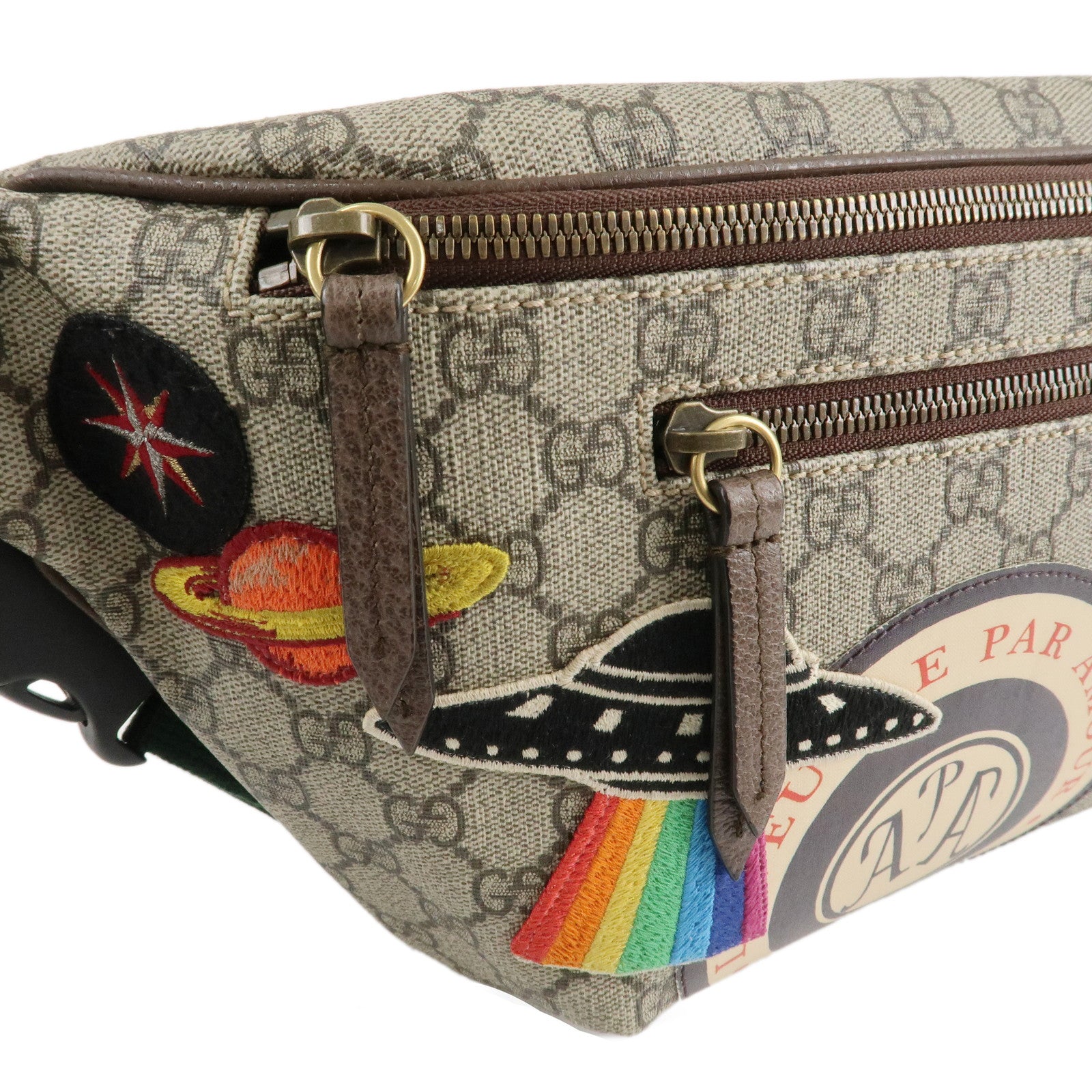 GUCCI Courrier GG Supreme Leather Waist Bag Beige Brown 529711 Used