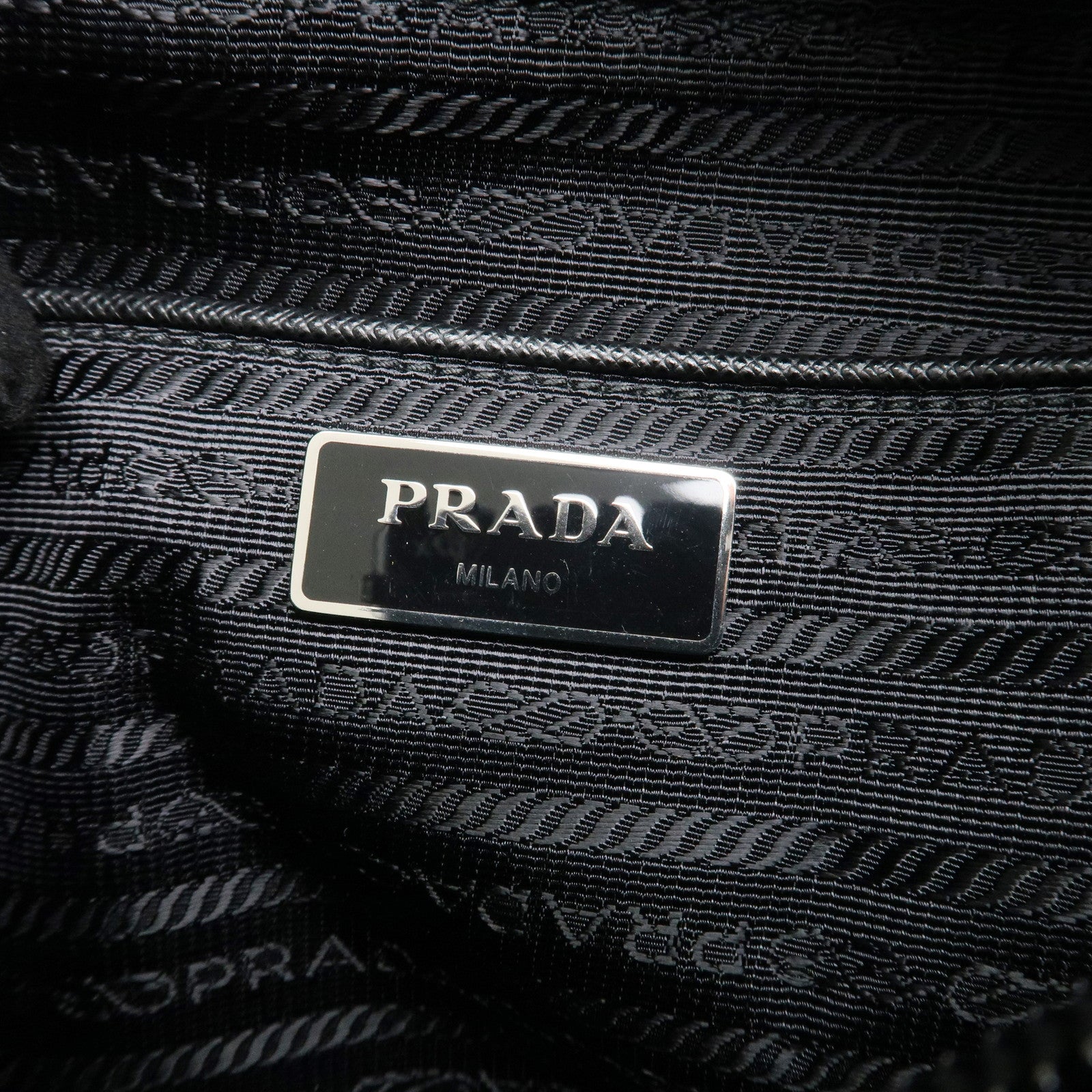 PRADA Logo Nylon Leather Shoulder Bag NERO Black 1BD994 Used
