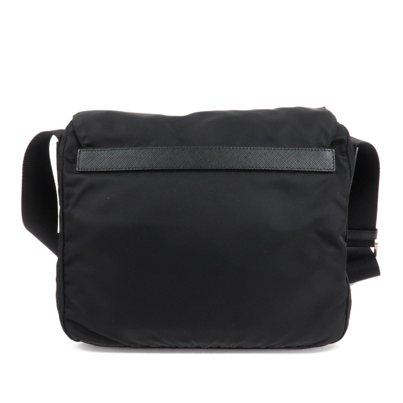 PRADA Logo Nylon Leather Shoulder Bag NERO Black 1BD994 Used