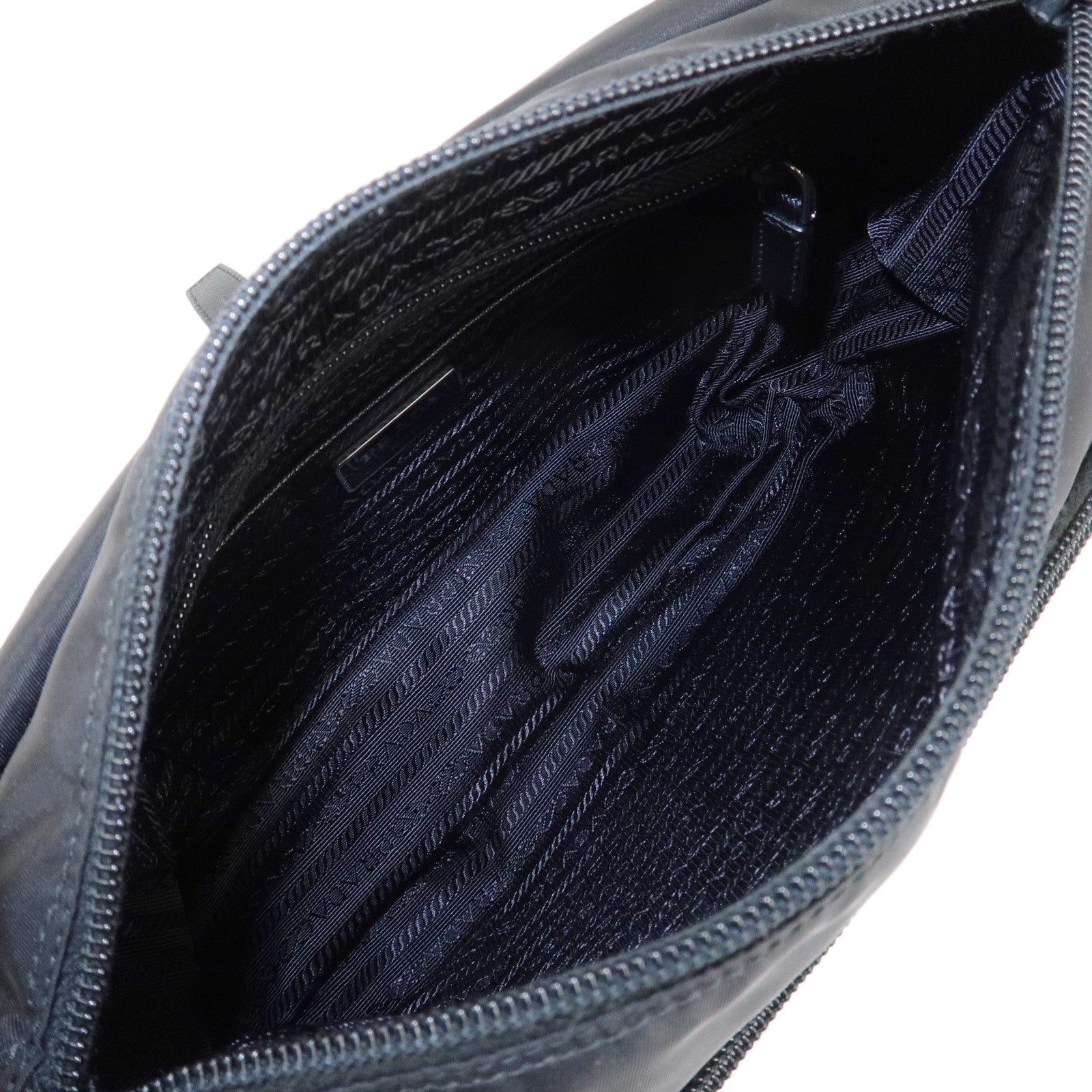 PRADA Logo Nylon Leather Shoulder Bag NERO Black 1BD994 Used