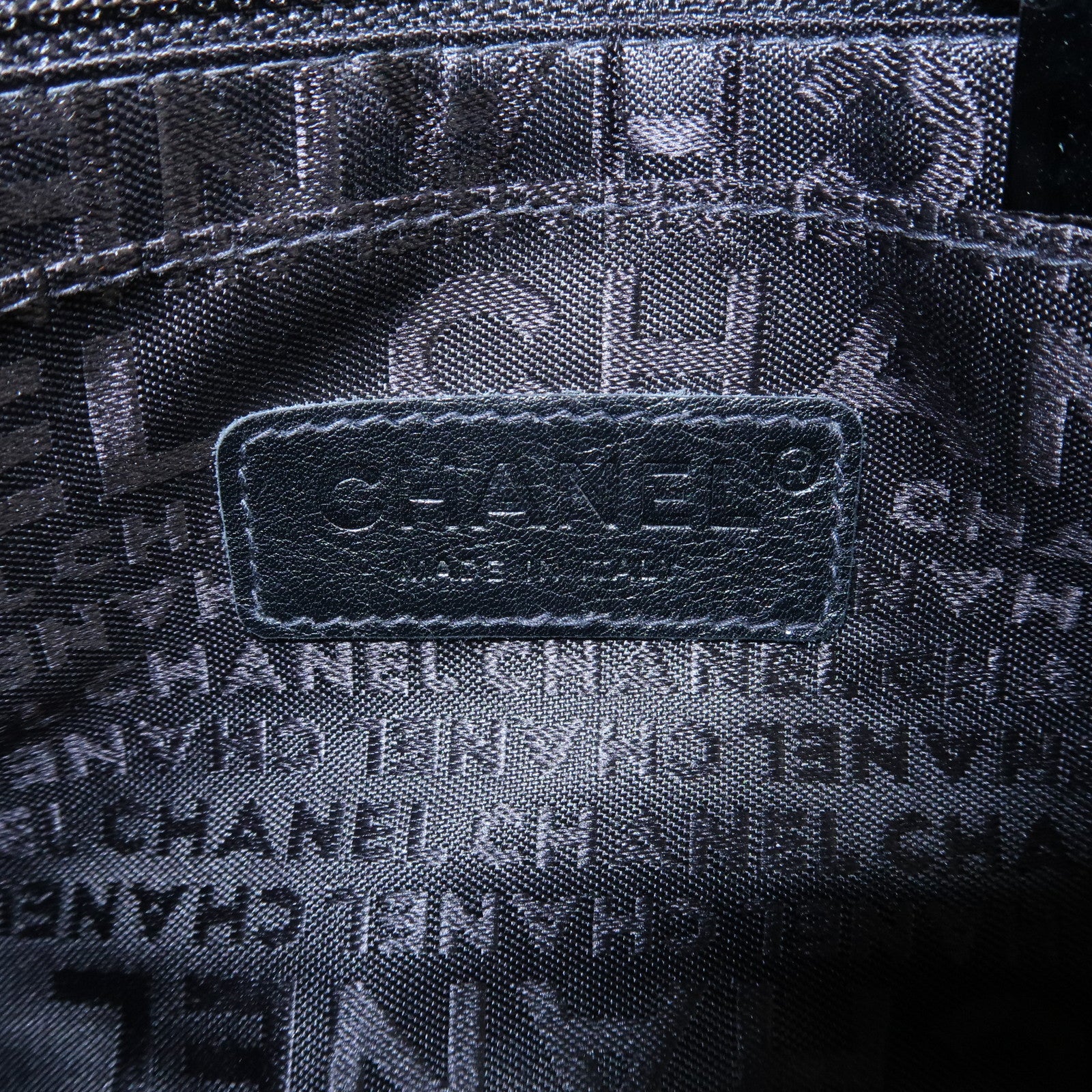 CHANEL Logo Lamb Skin Chain Shoulder Bag Black Silver HDW Used