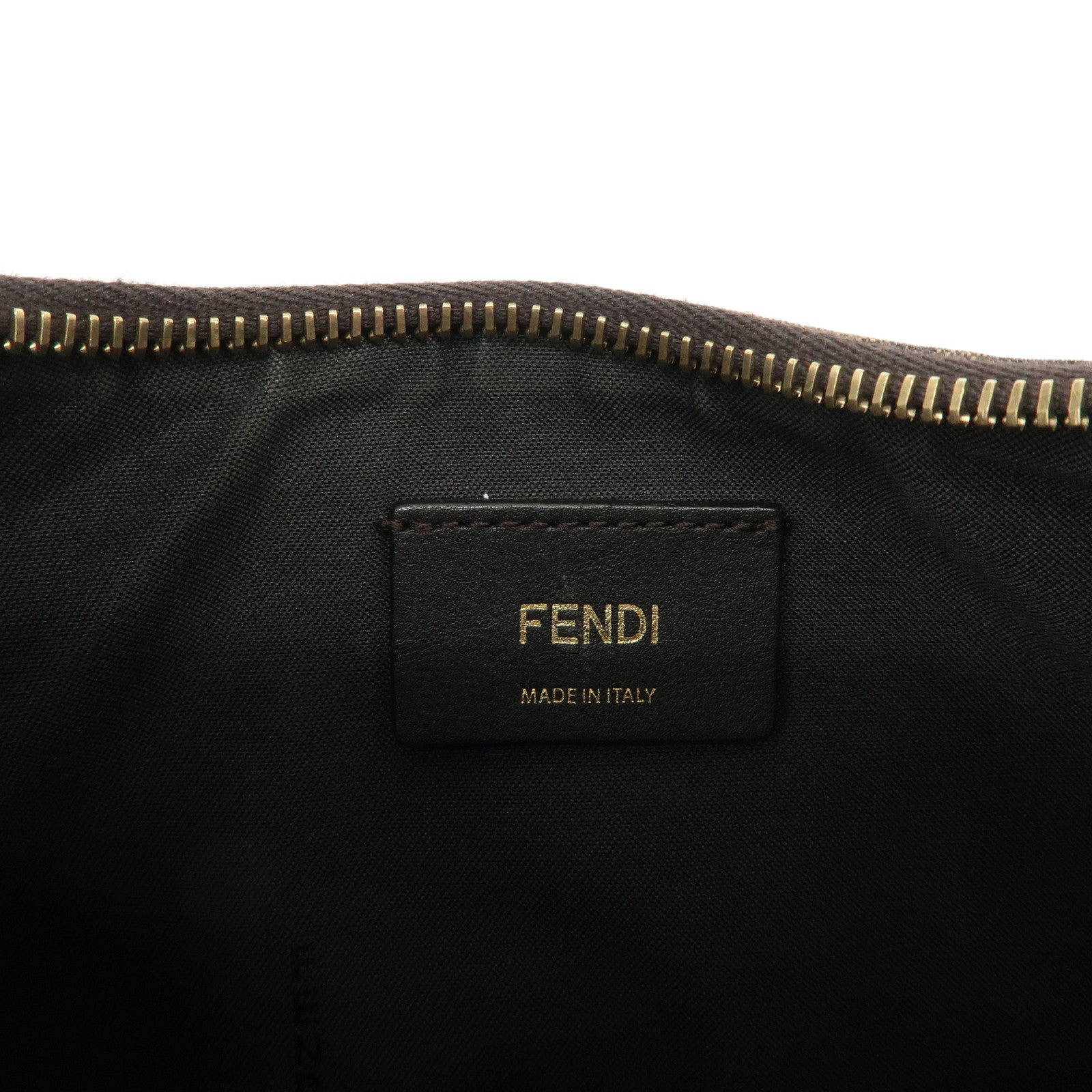 FENDI Zucca Canvas Leather Graphy Small Shoulder Bag Black 8BR798 Used