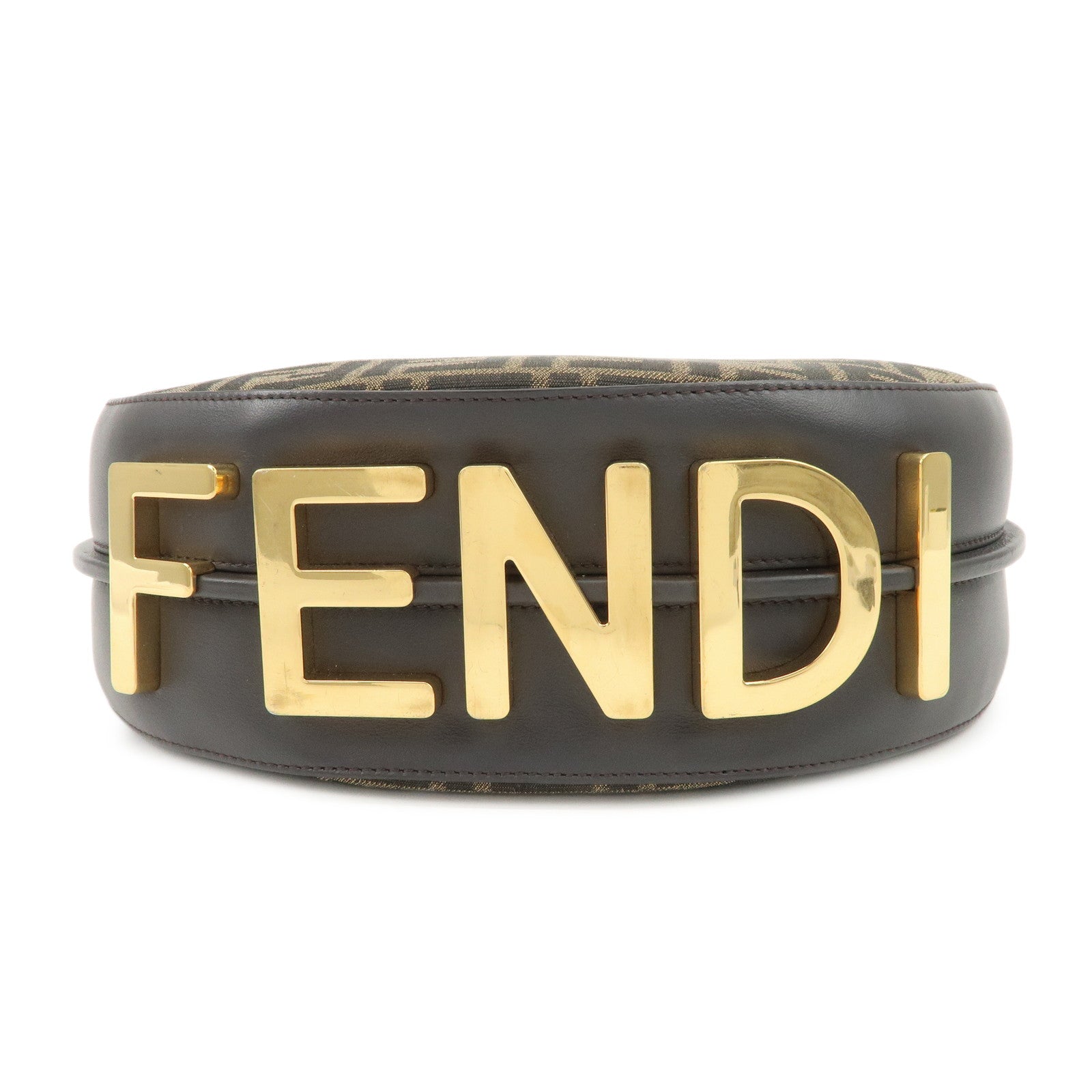 FENDI Zucca Canvas Leather Graphy Small Shoulder Bag Black 8BR798 Used