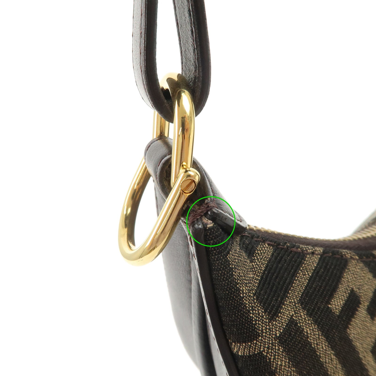 FENDI Zucca Canvas Leather Graphy Small Shoulder Bag Black 8BR798 Used