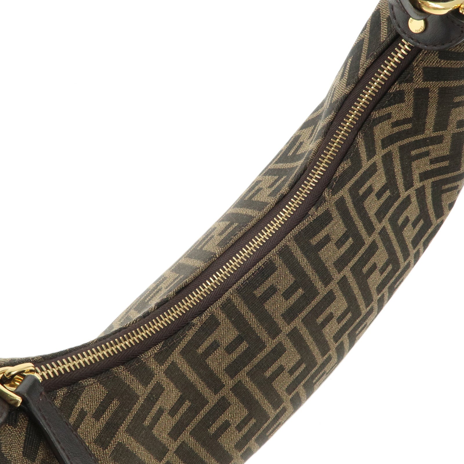 FENDI Zucca Canvas Leather Graphy Small Shoulder Bag Black 8BR798 Used