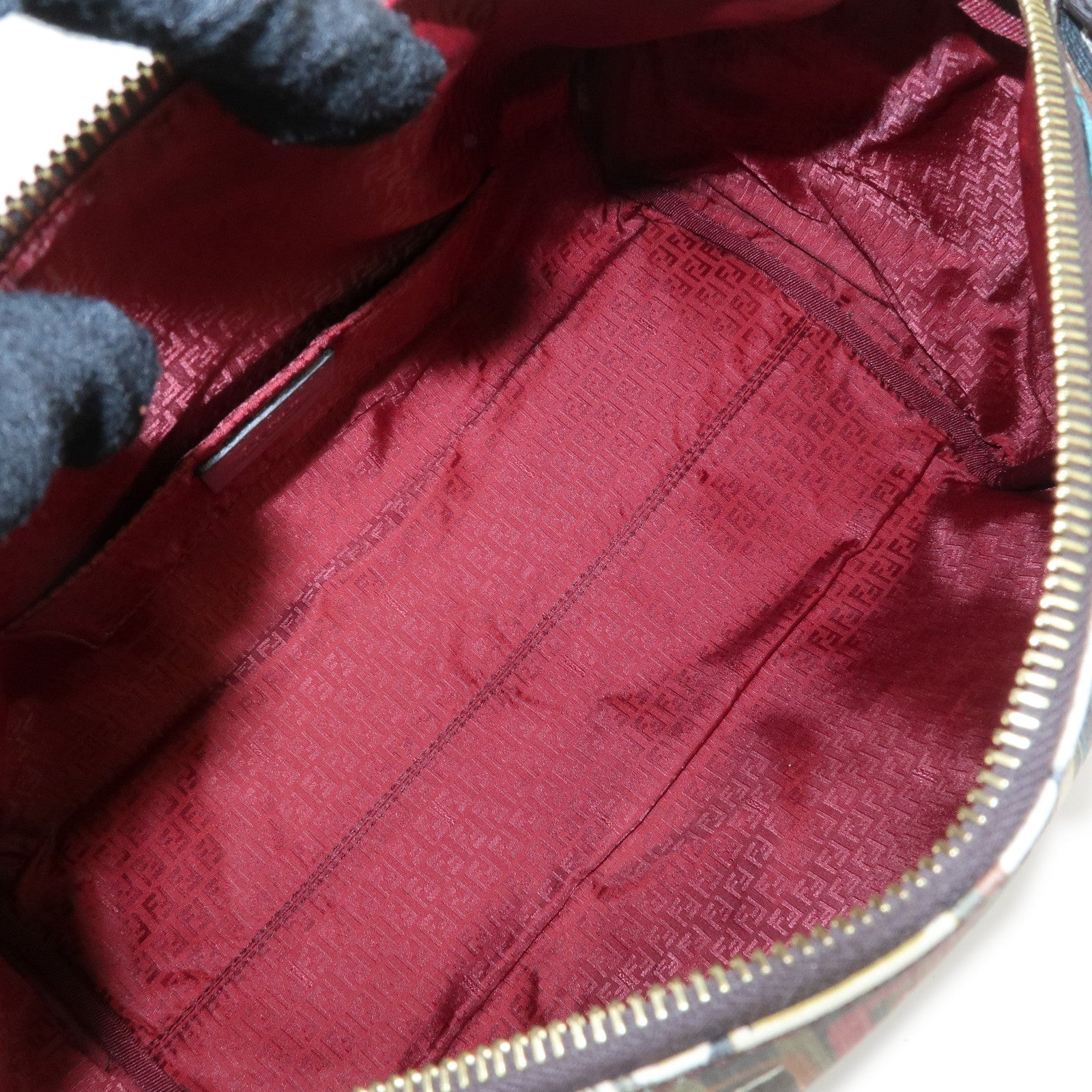 FENDI Zucca PVC Patent Leather Boston Bag Multi-color 8BL098 Used