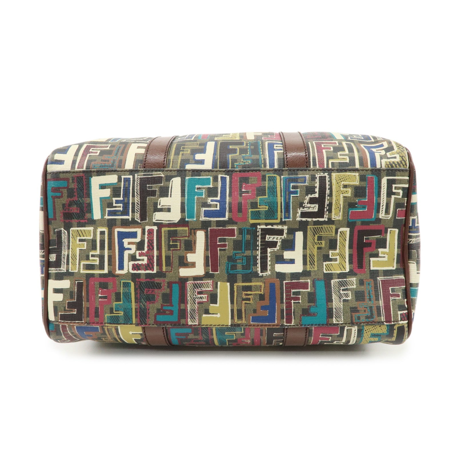 FENDI Zucca PVC Patent Leather Boston Bag Multi-color 8BL098 Used