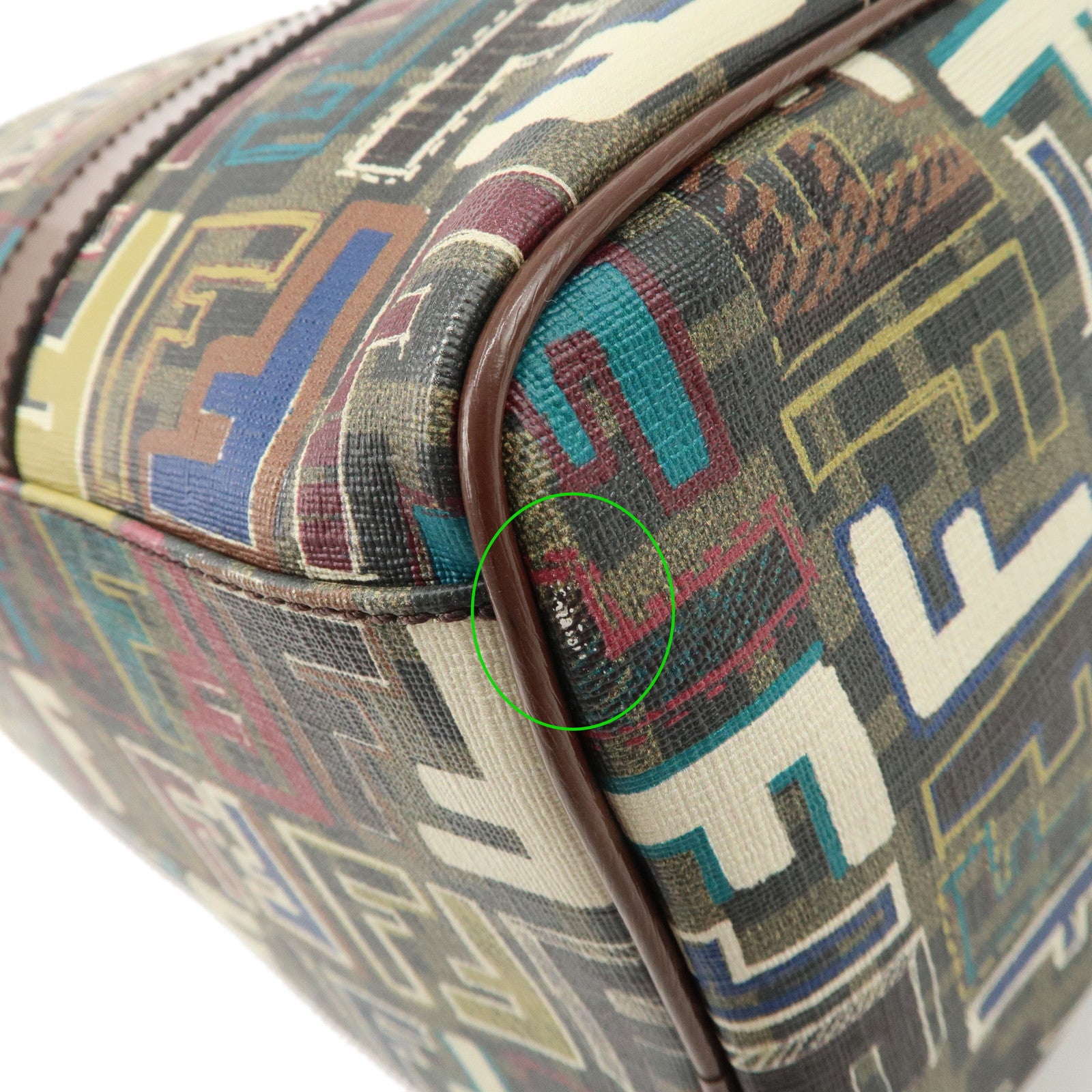 FENDI Zucca PVC Patent Leather Boston Bag Multi-color 8BL098 Used