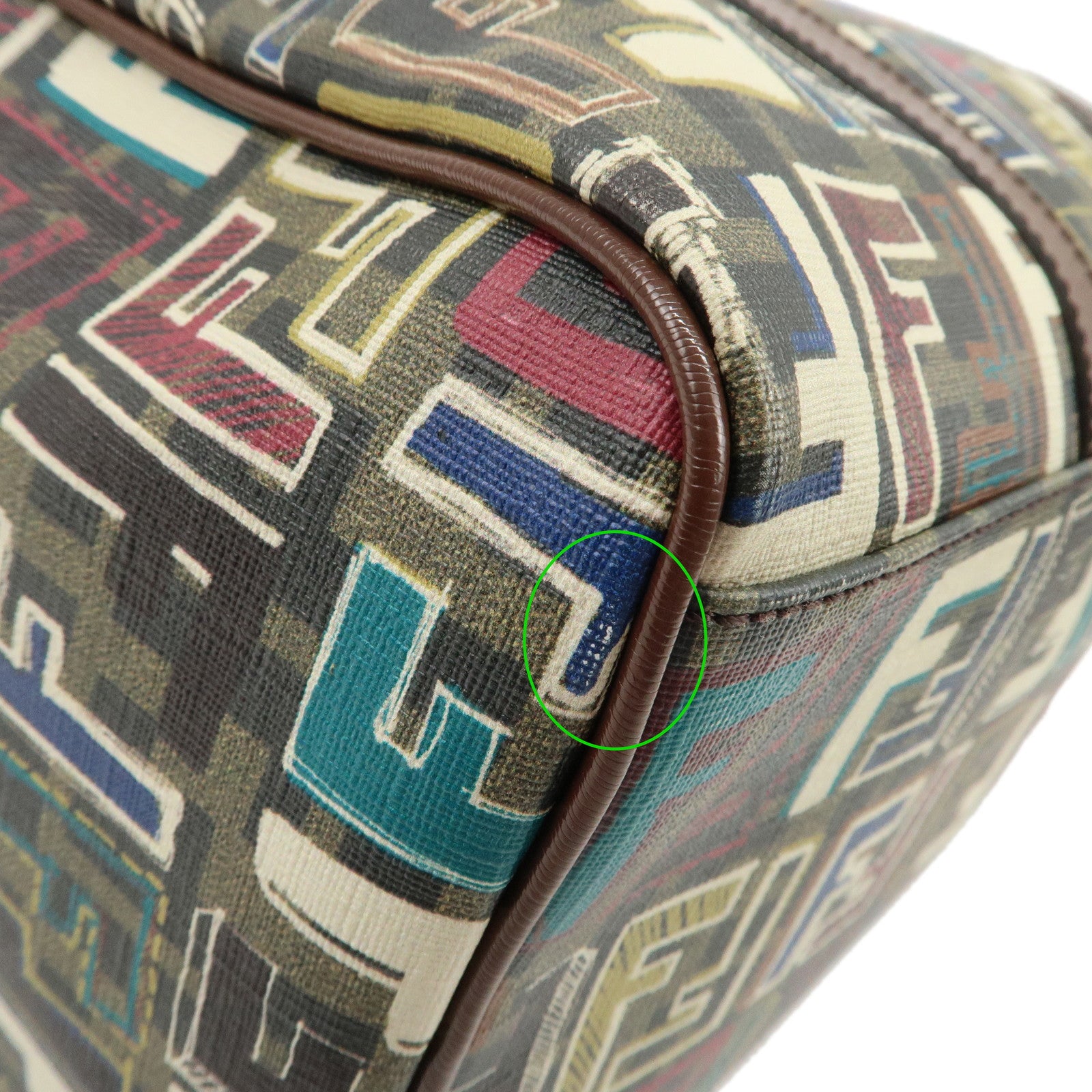 FENDI Zucca PVC Patent Leather Boston Bag Multi-color 8BL098 Used