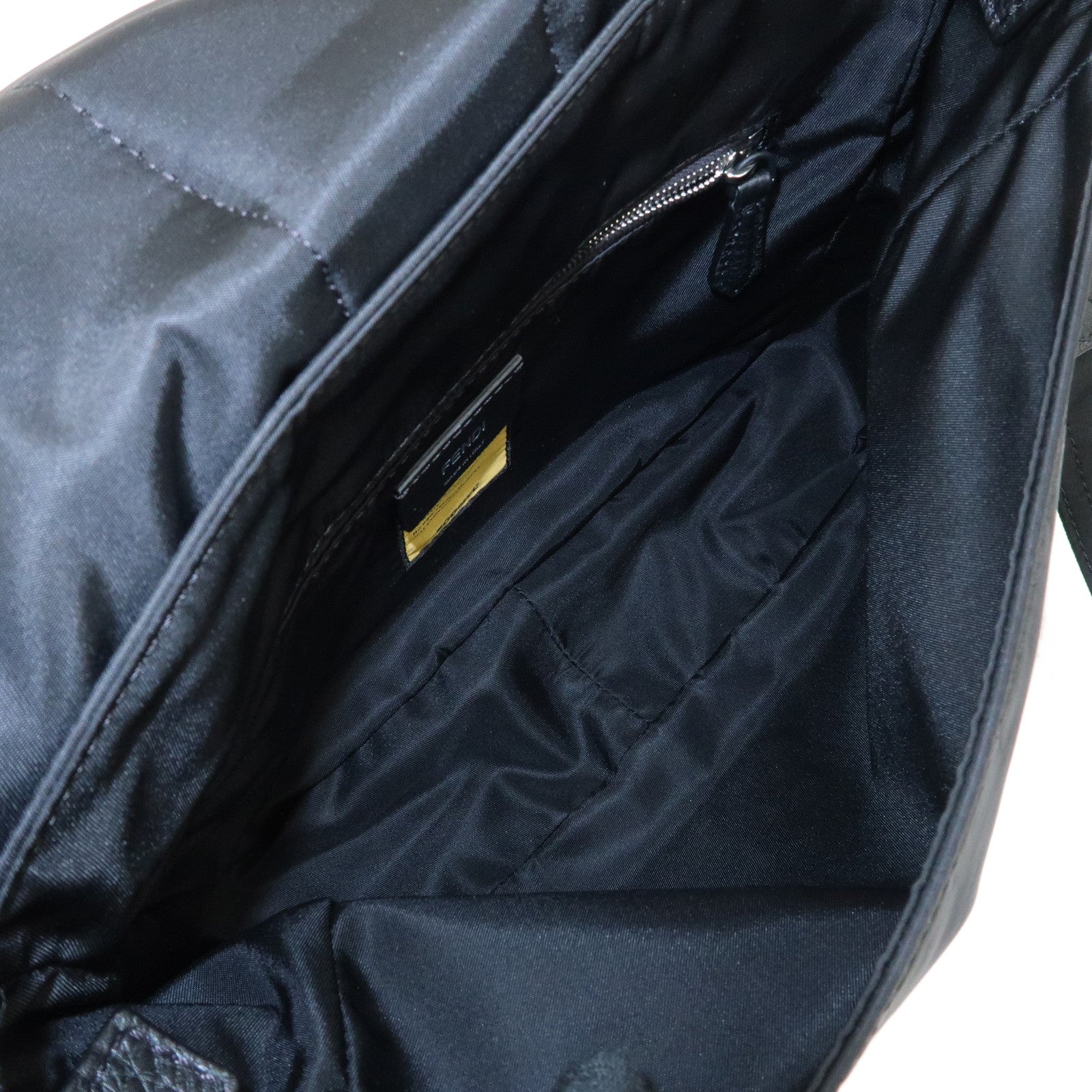 FENDI Nylon Leather Bucket Messenger Crossbody Bag Black 7VA537 Used