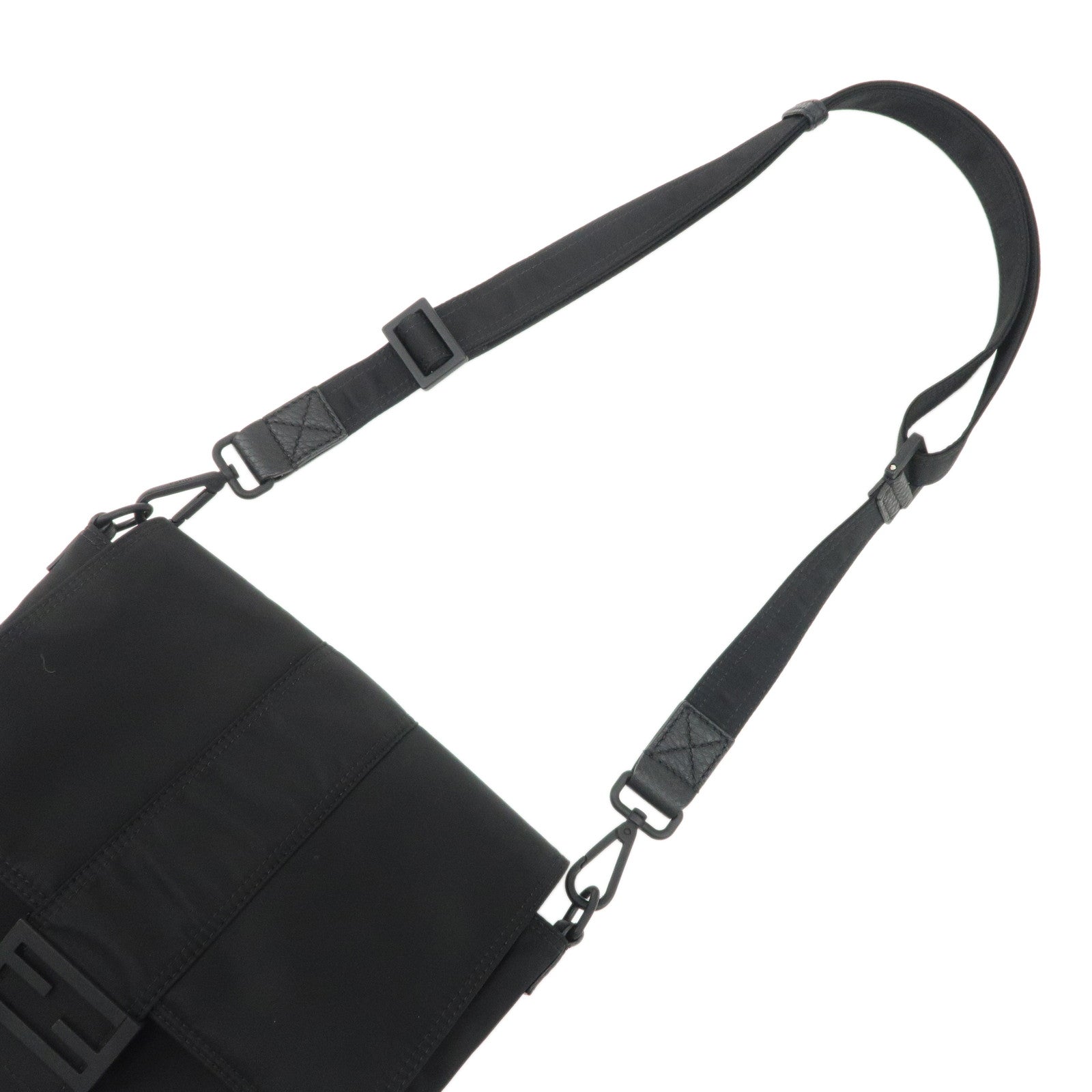 FENDI Nylon Leather Bucket Messenger Crossbody Bag Black 7VA537 Used