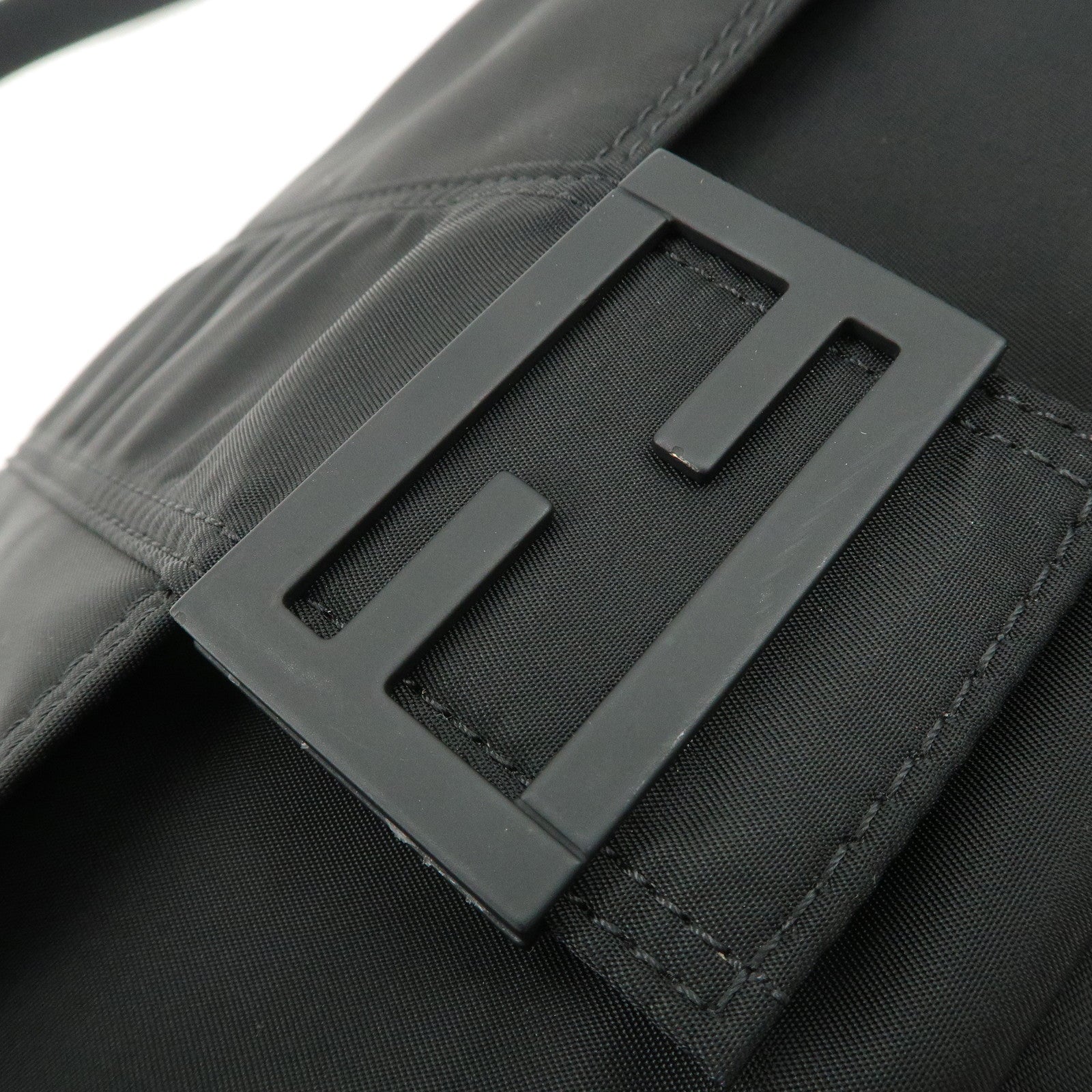 FENDI Nylon Leather Bucket Messenger Crossbody Bag Black 7VA537 Used