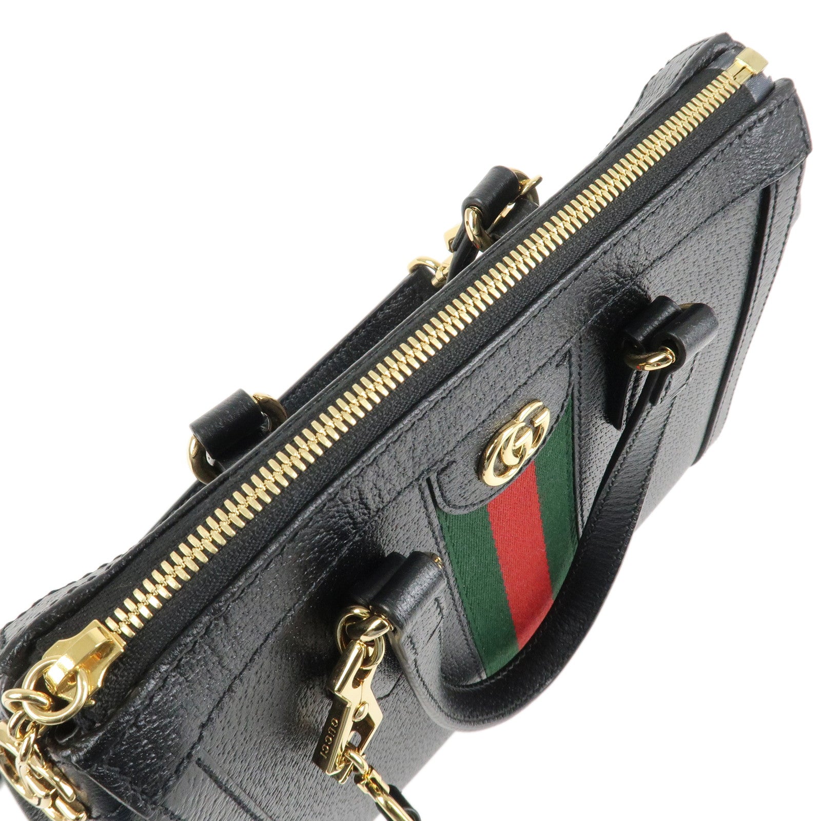 GUCCI Ophidia Sherry Leather 2Way Bag Hand Bag Black 719882 Used