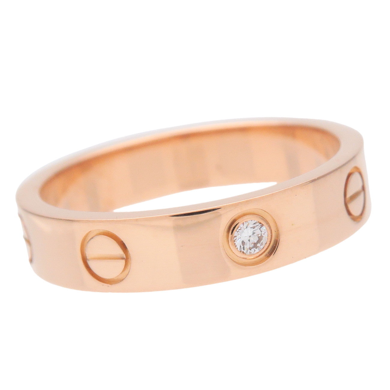 Cartier 1P Diamond Mini Love Ring K18 750PG Rose Gold #52 Used