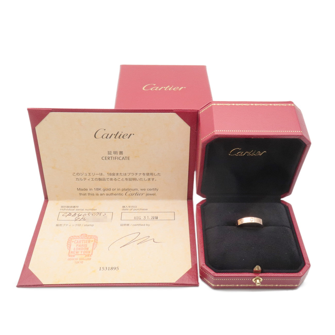 Cartier 1P Diamond Mini Love Ring K18 750PG Rose Gold #52 Used