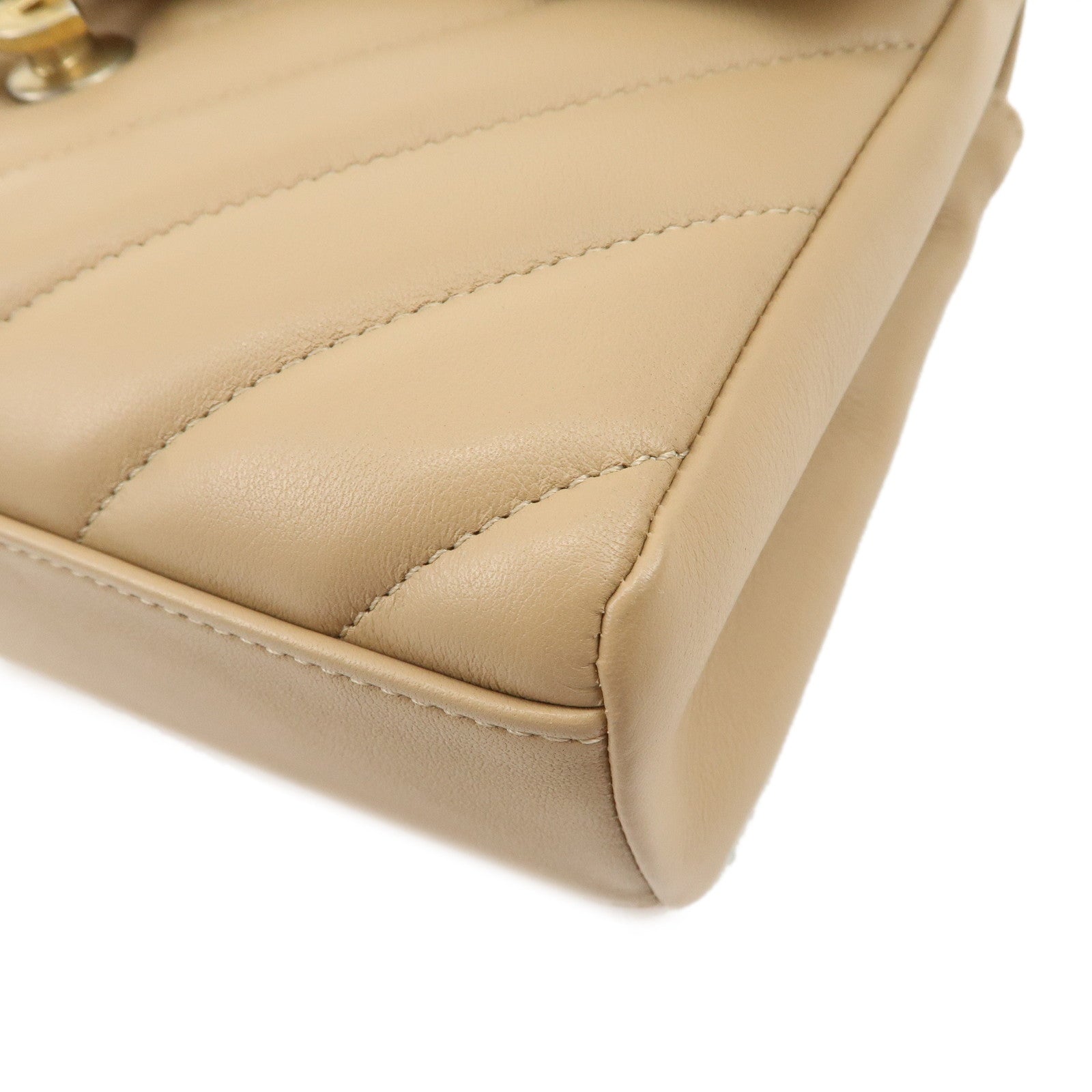 CHANEL Matelasse V Stitch Lamb Skin Top Handle 2Way Bag AS0804 Used