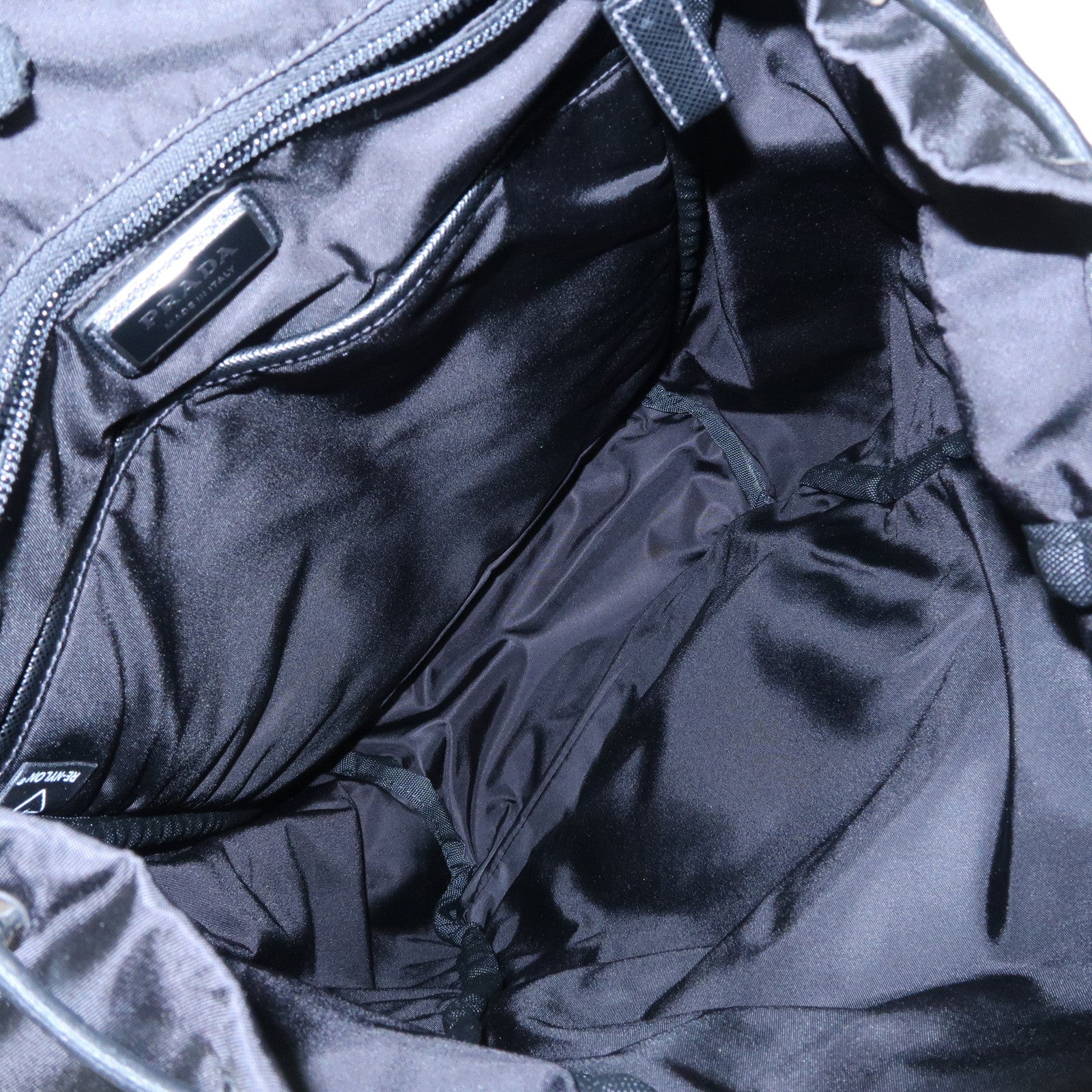 PRADA Logo Nylon Back Pack Black 2VZ135 Used
