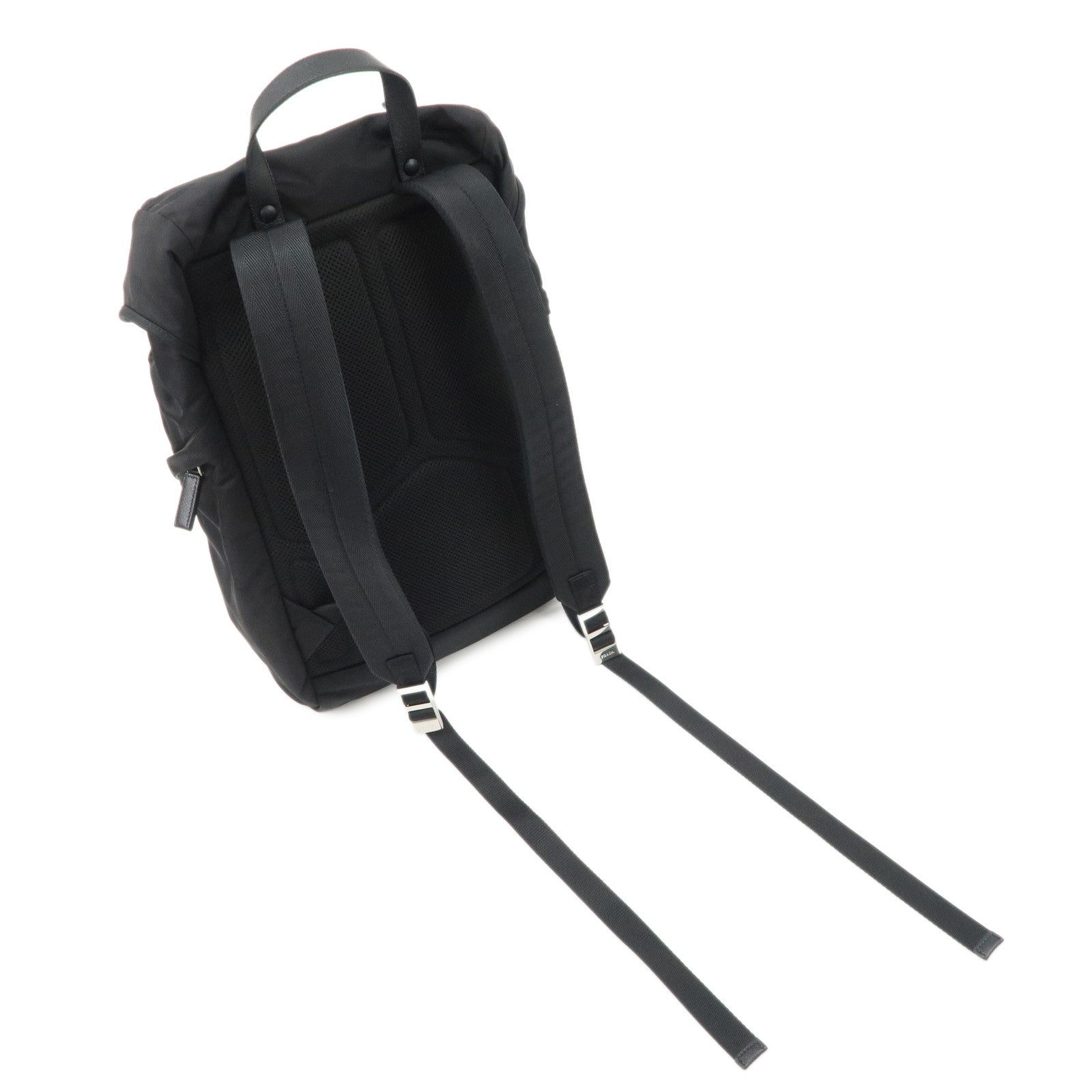 PRADA Logo Nylon Back Pack Black 2VZ135 Used