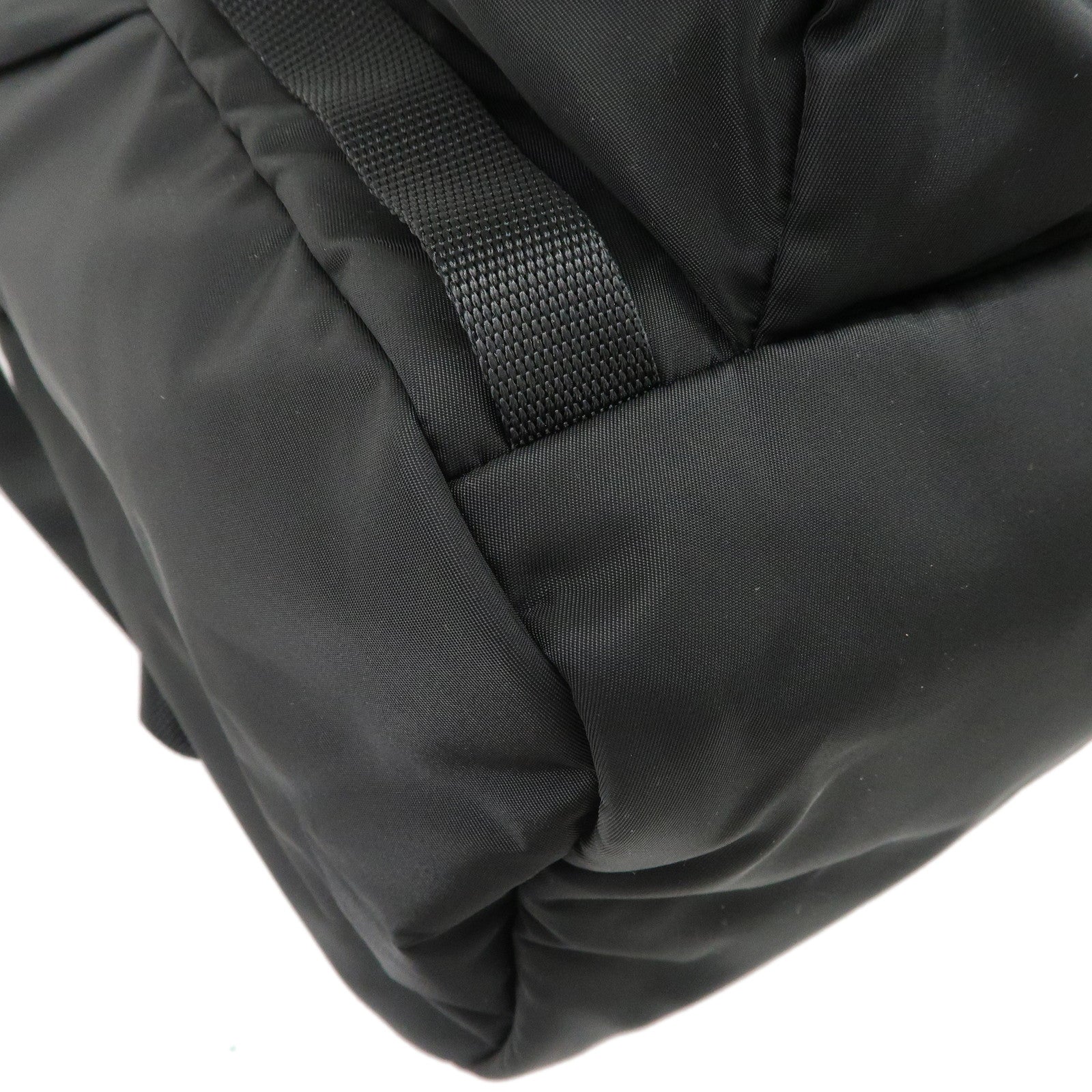 PRADA Logo Nylon Back Pack Black 2VZ135 Used