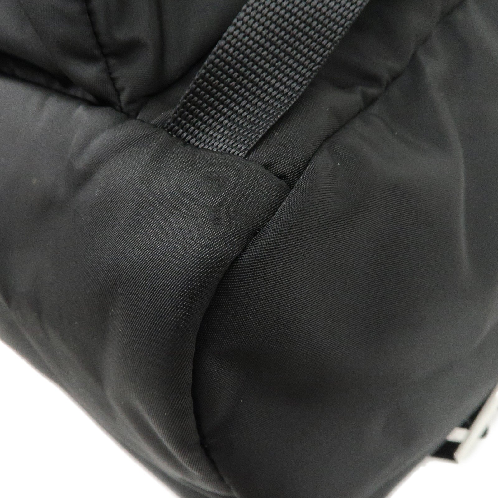 PRADA Logo Nylon Back Pack Black 2VZ135 Used