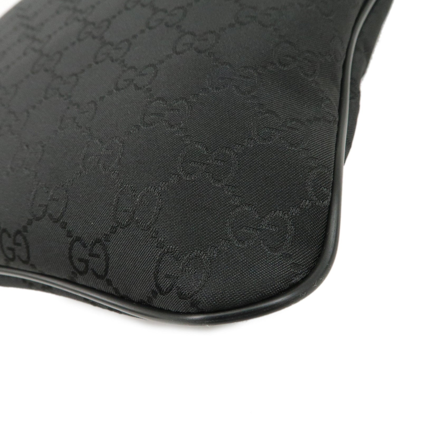 GUCCI GG Nylon Leather Shoulder Bag Black 449184 Used