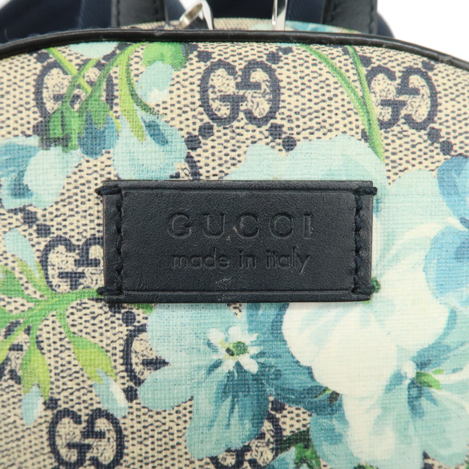 GUCCI GG Blooms GG Supreme Leather Backpack Beige Blue Navy 546327 Used