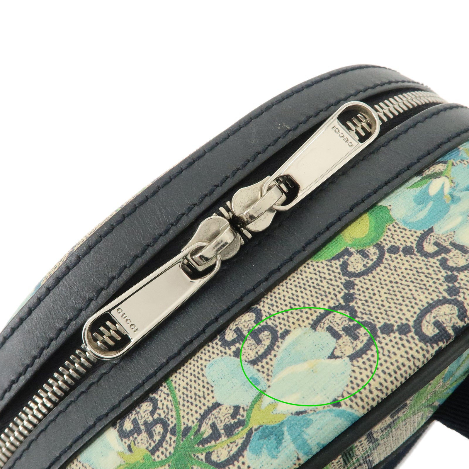 GUCCI GG Blooms GG Supreme Leather Backpack Beige Blue Navy 546327 Used