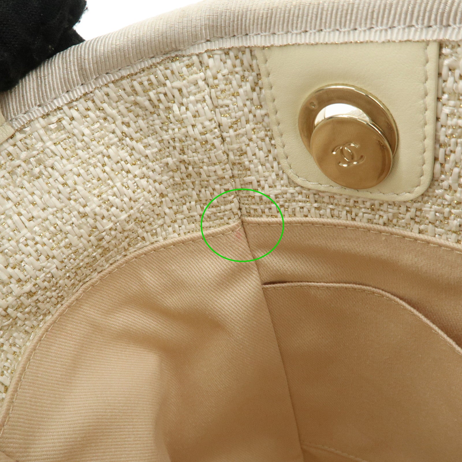 CHANEL Tweed Leather Deauville PM Tote Bag Shoulder Bag A66939 Used