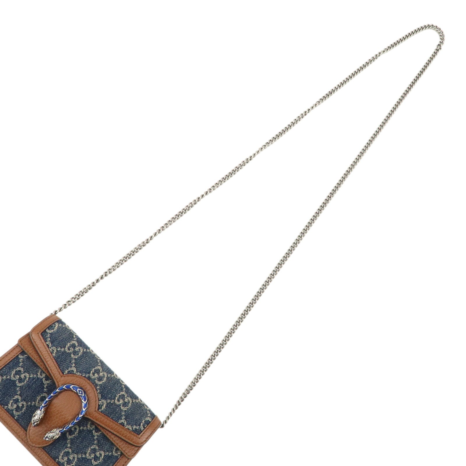 GUCCI Dionysus GG Denim Leather Super Mini Shoulder Bag 476432 Used