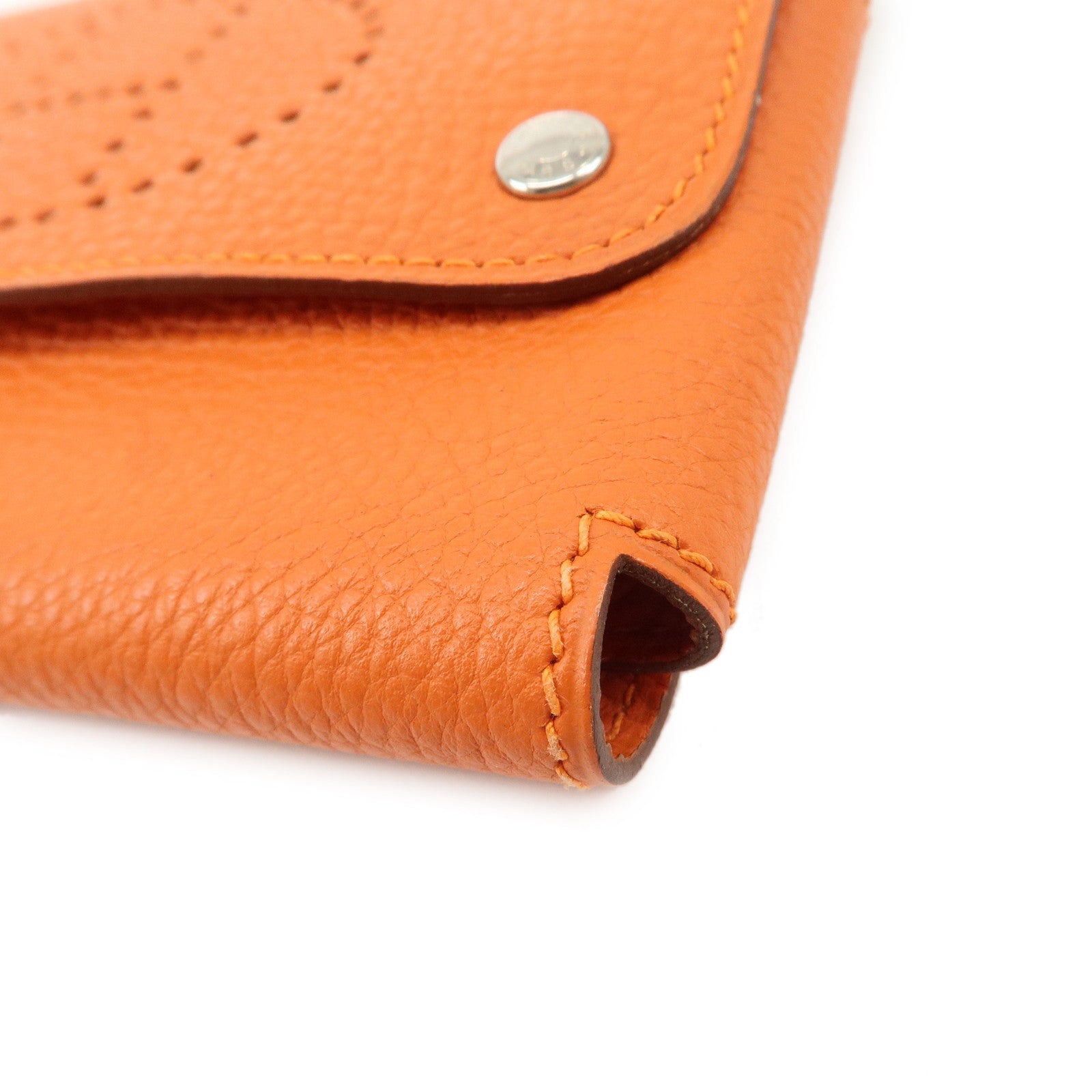 HERMES Taurillon Clemence Etui Culte GM □I Stamped Card Case Used