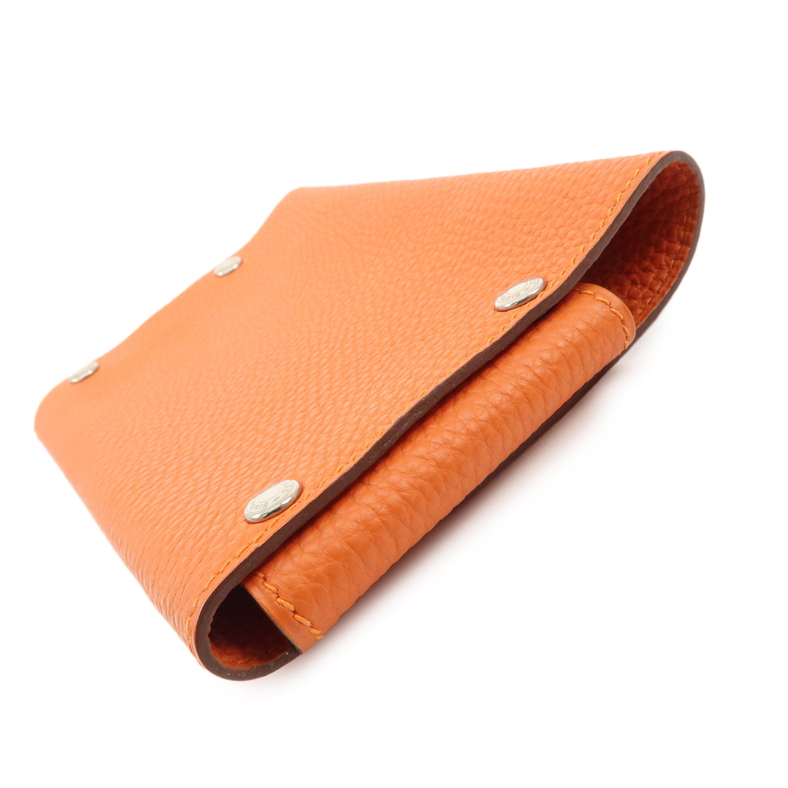 HERMES Taurillon Clemence Etui Culte GM □I Stamped Card Case Used