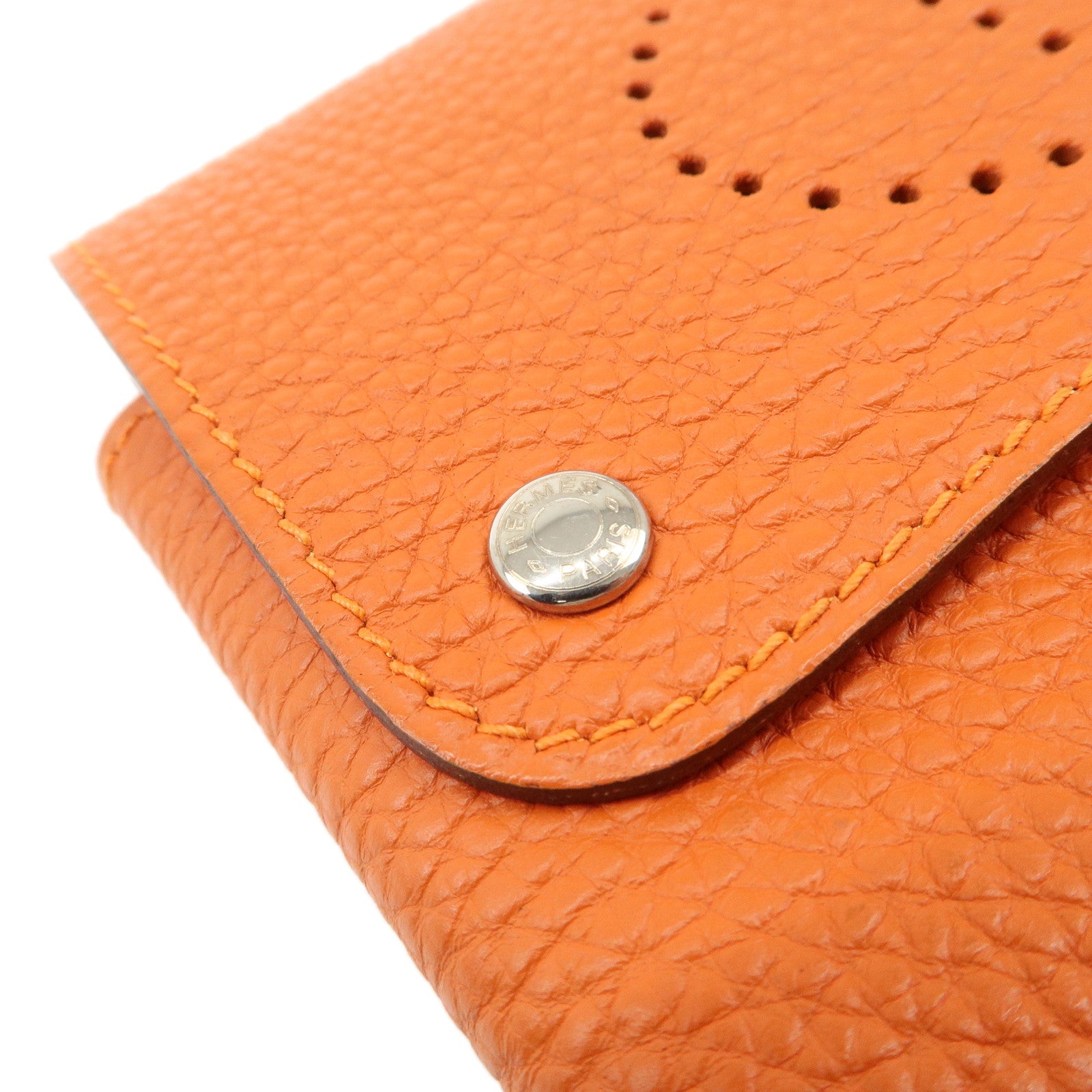 HERMES Taurillon Clemence Etui Culte GM □I Stamped Card Case Used