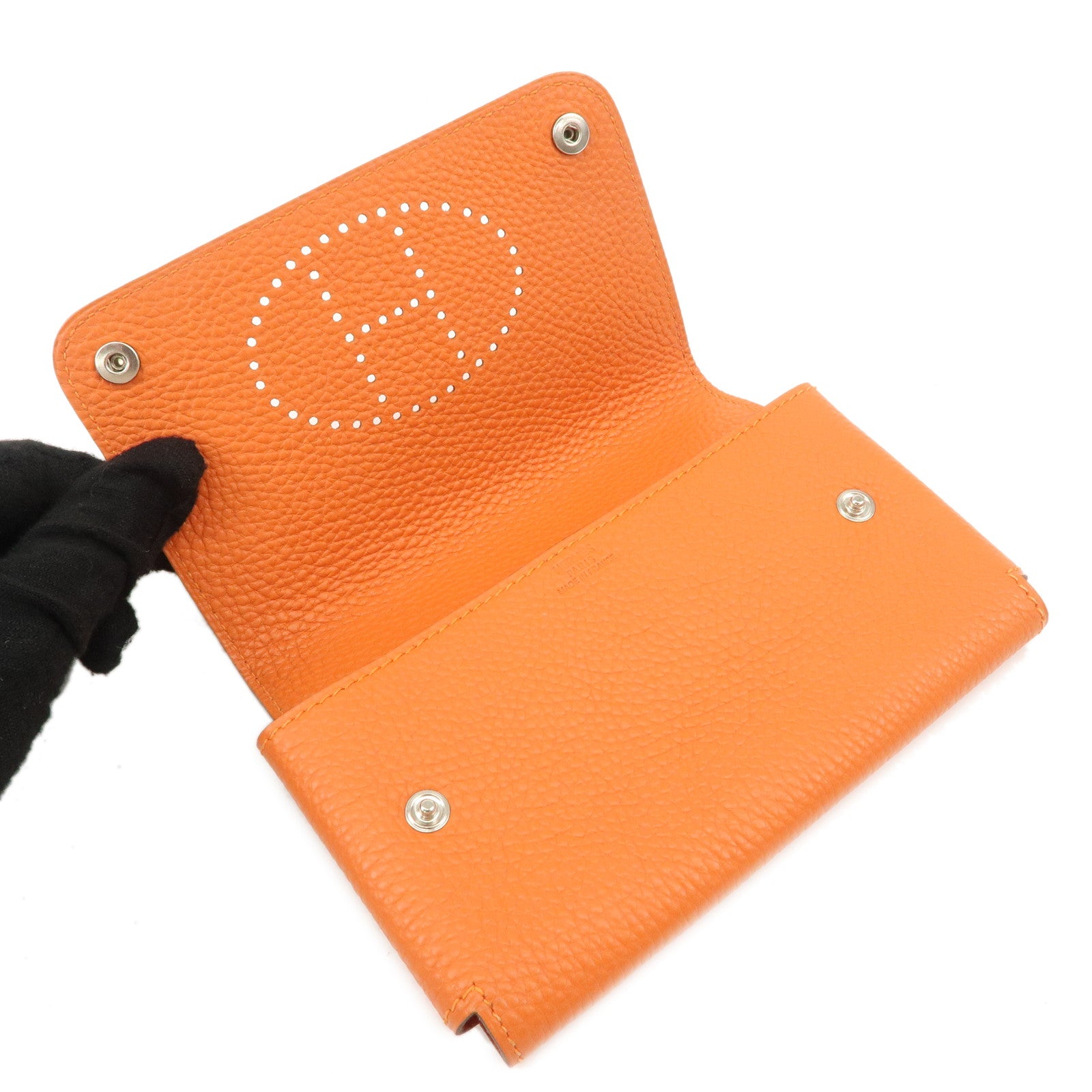 HERMES Taurillon Clemence Etui Culte GM □I Stamped Card Case Used