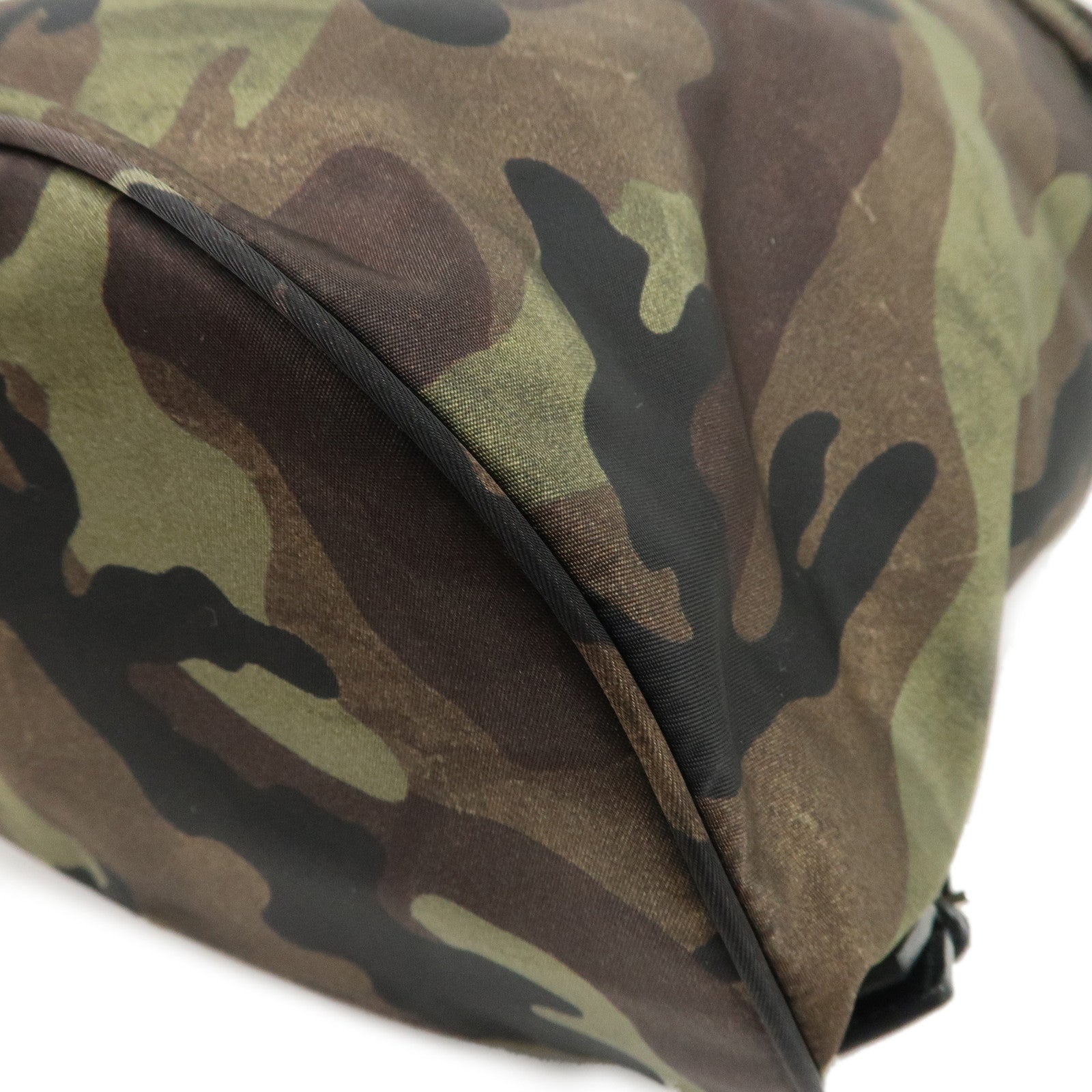 PRADA Logo Nylon Leather Camouflage Back Pack Ruck Sack BZ0032 Used