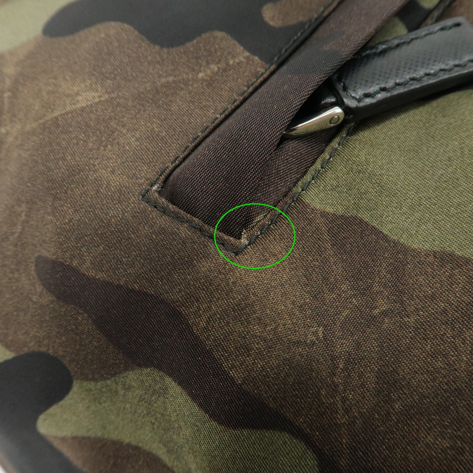 PRADA Logo Nylon Leather Camouflage Back Pack Ruck Sack BZ0032 Used