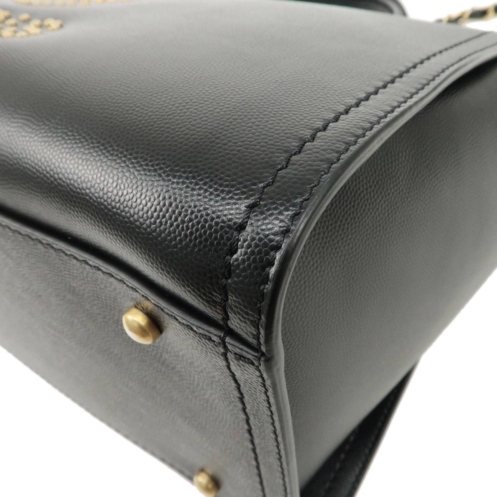 CHANEL Caviar Skin Studs Deauville GM 2Way Shoulder Bag A57067 Used