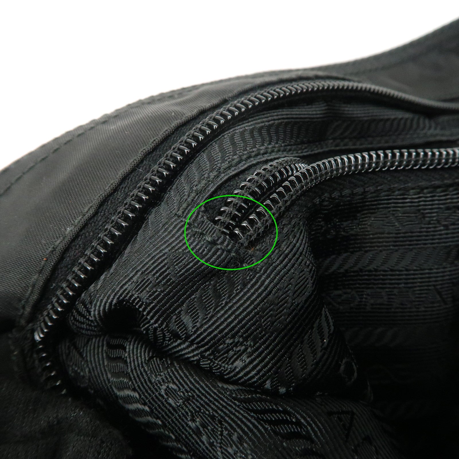 PRADA Triangle Logo Nylon Saffiano Leather Shoulder Bag Black Used