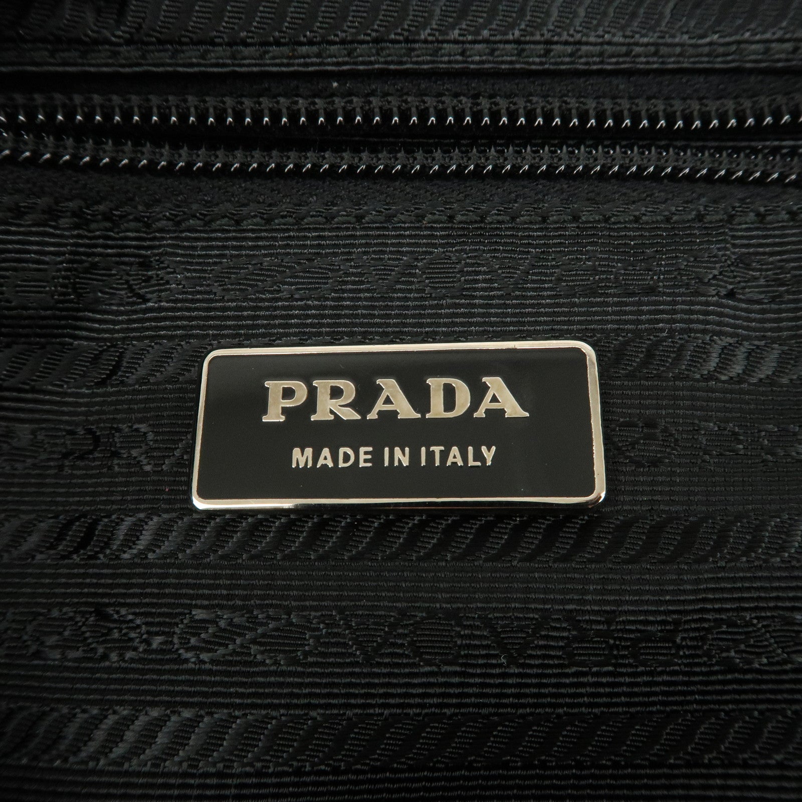 PRADA Triangle Logo Nylon Saffiano Leather Shoulder Bag Black Used