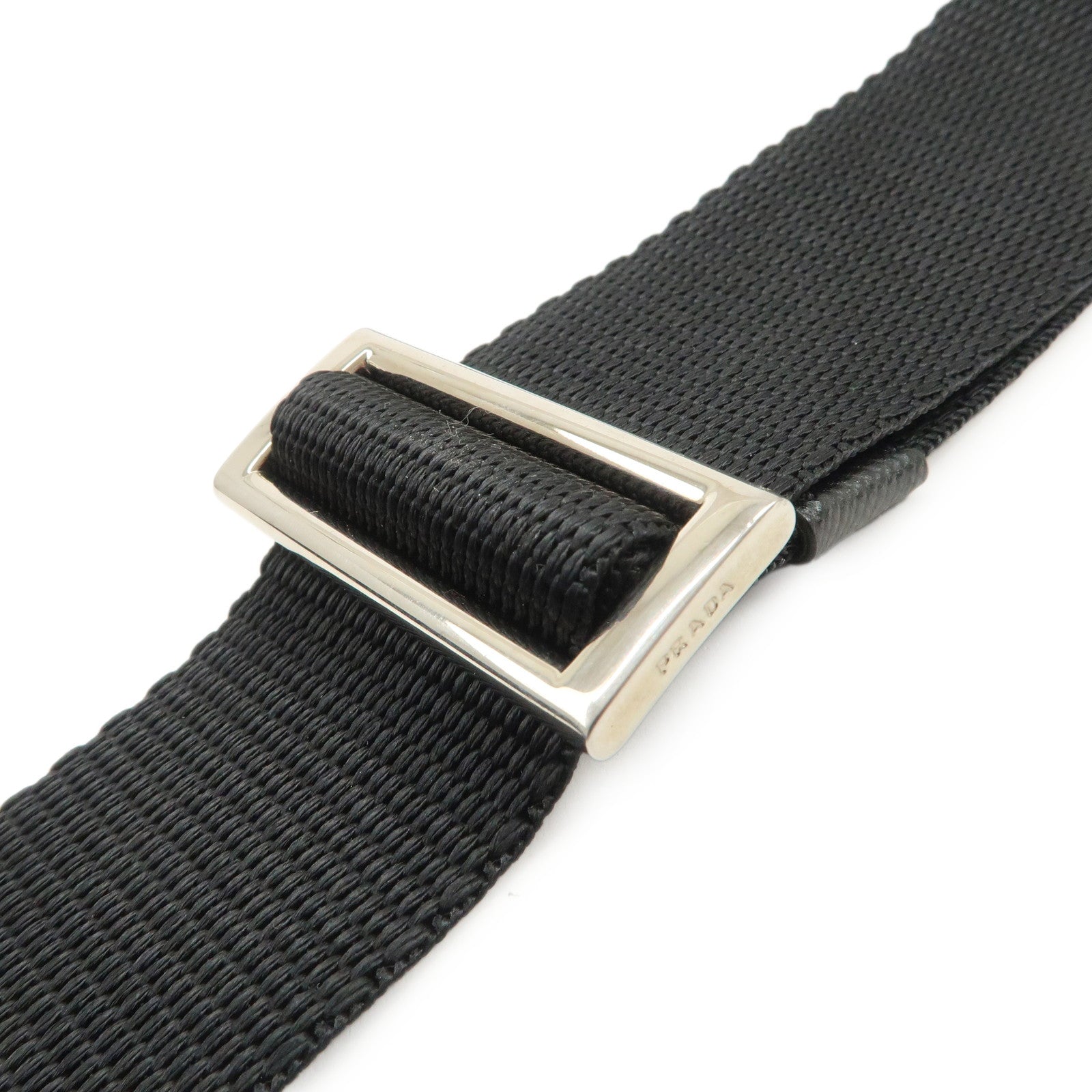 PRADA Triangle Logo Nylon Saffiano Leather Shoulder Bag Black Used