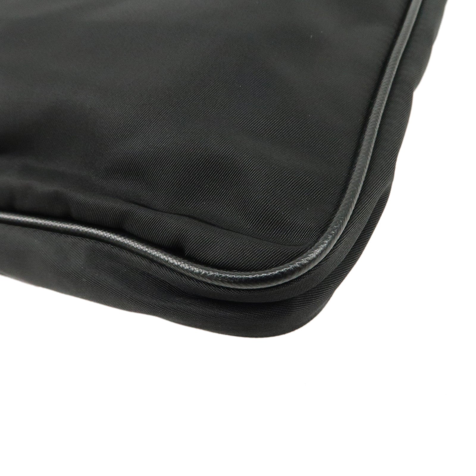 PRADA Triangle Logo Nylon Saffiano Leather Shoulder Bag Black Used