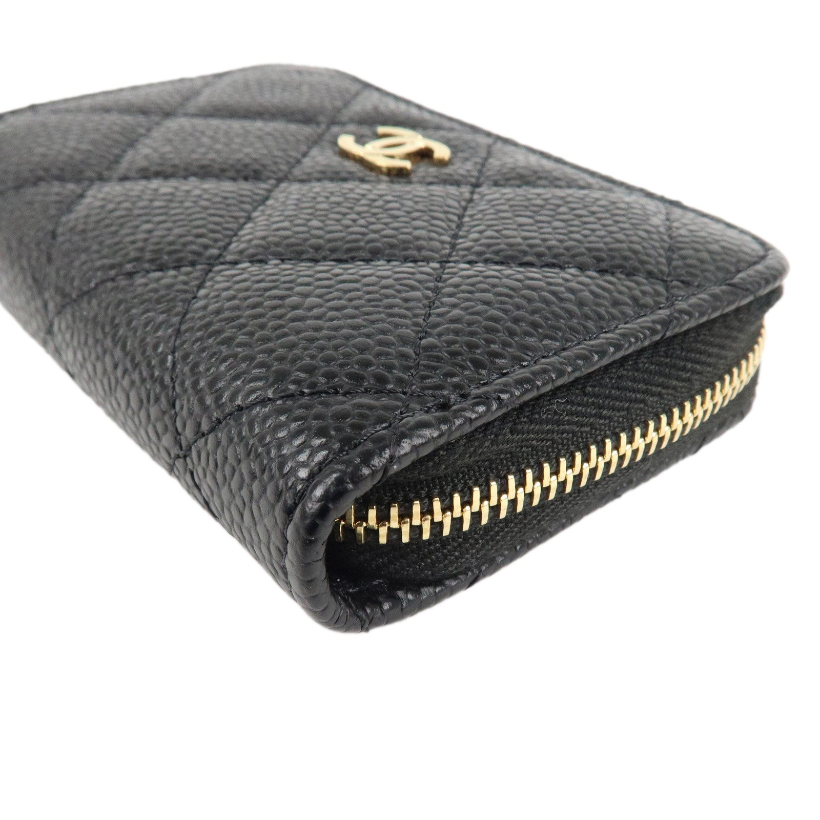 CHANEL COCO Mark Matelasse Caviar Skin Coin Case Black AP0216 Used