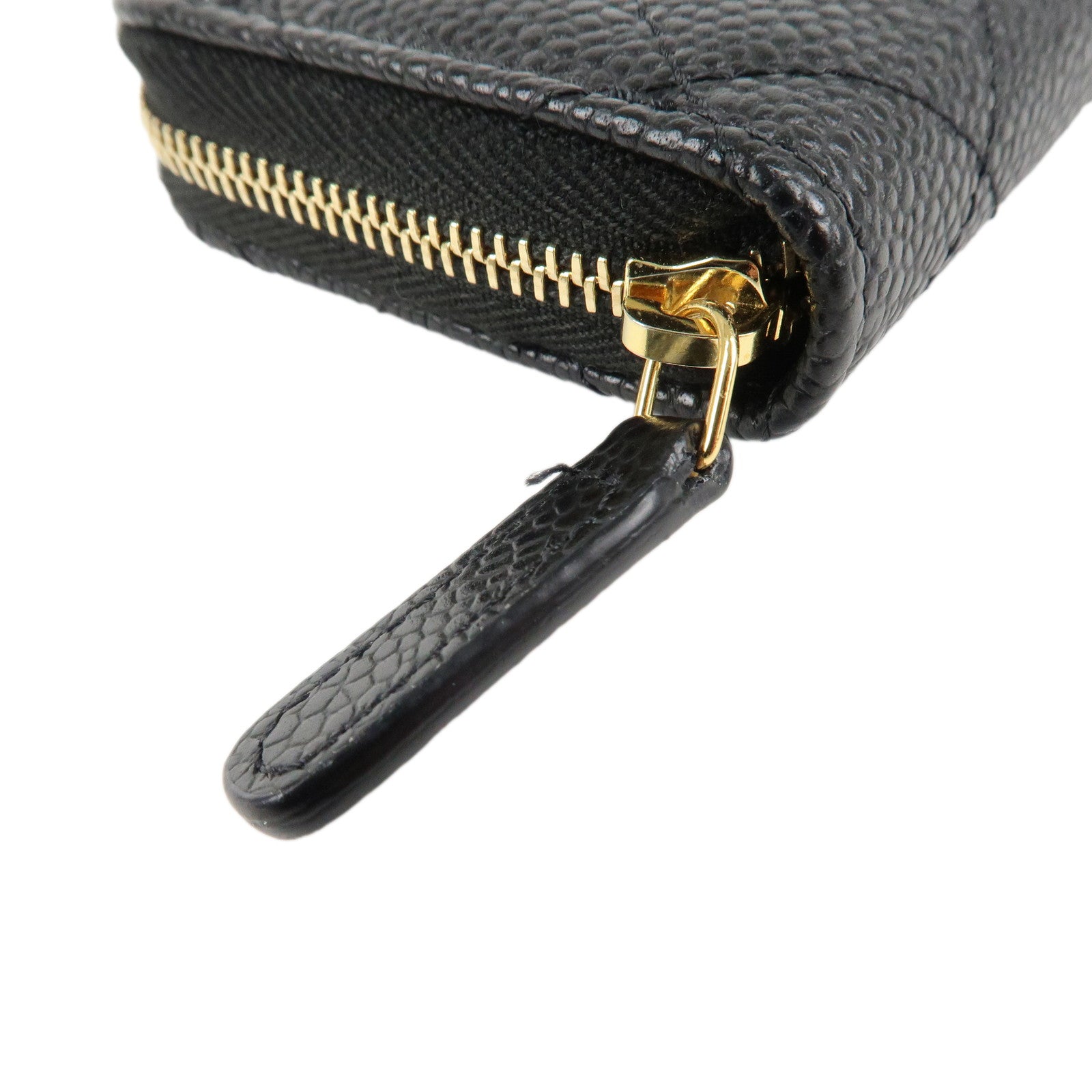 CHANEL COCO Mark Matelasse Caviar Skin Coin Case Black AP0216 Used