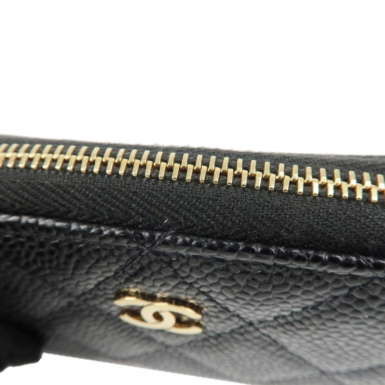 CHANEL COCO Mark Matelasse Caviar Skin Coin Case Black AP0216 Used