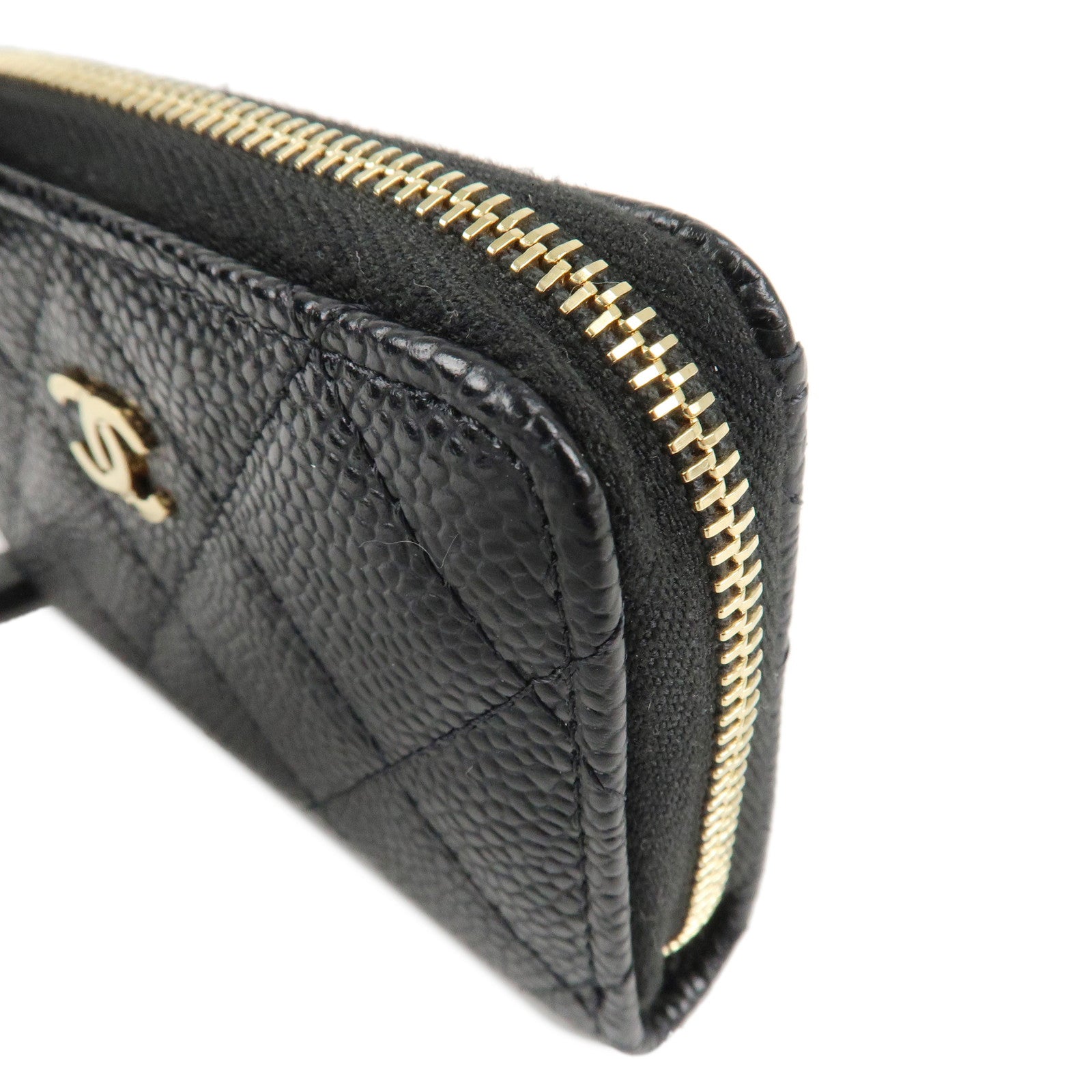 CHANEL COCO Mark Matelasse Caviar Skin Coin Case Black AP0216 Used