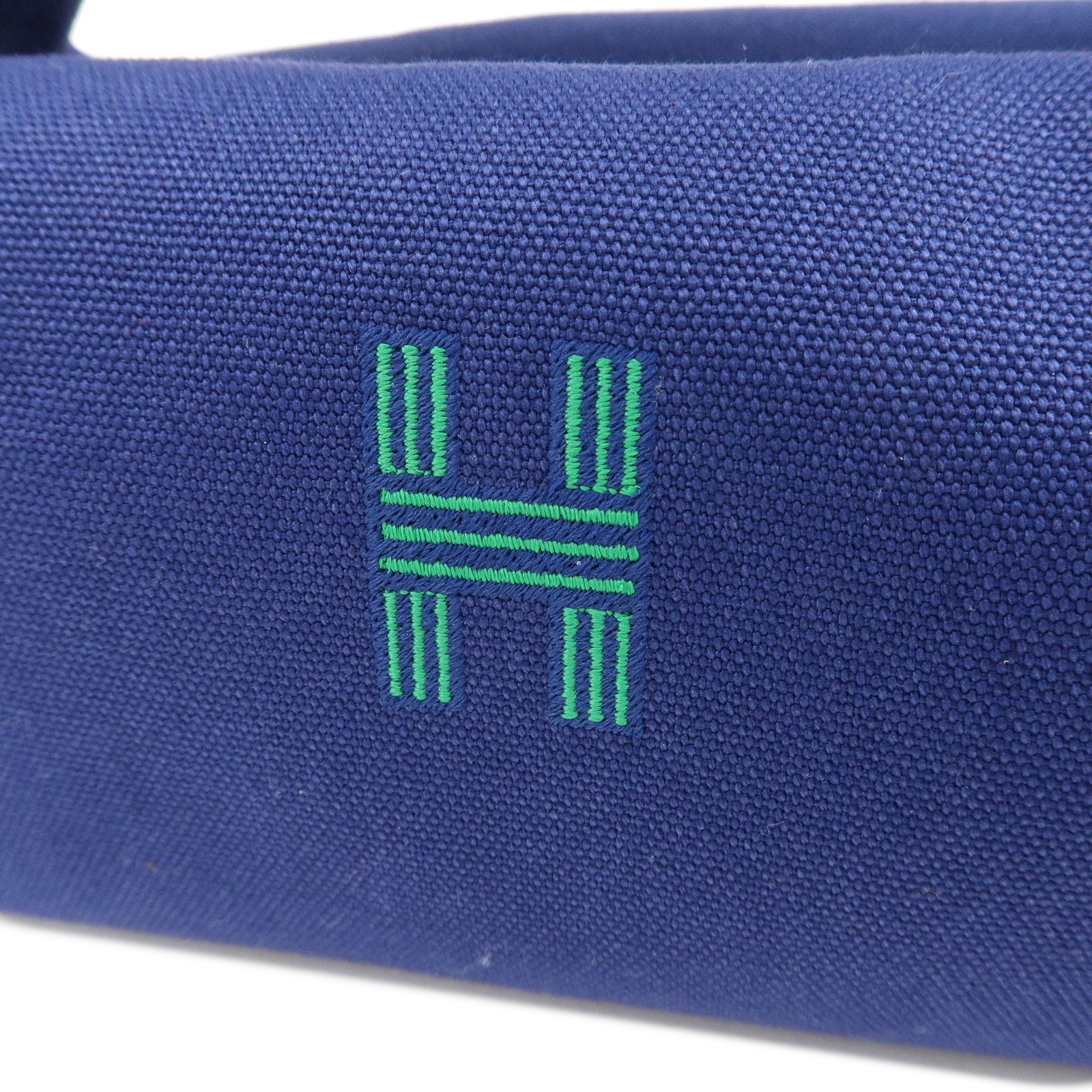 HERMES Canvas Bride a Brac PM Hand Bag Hand Pouch Blue Green Used
