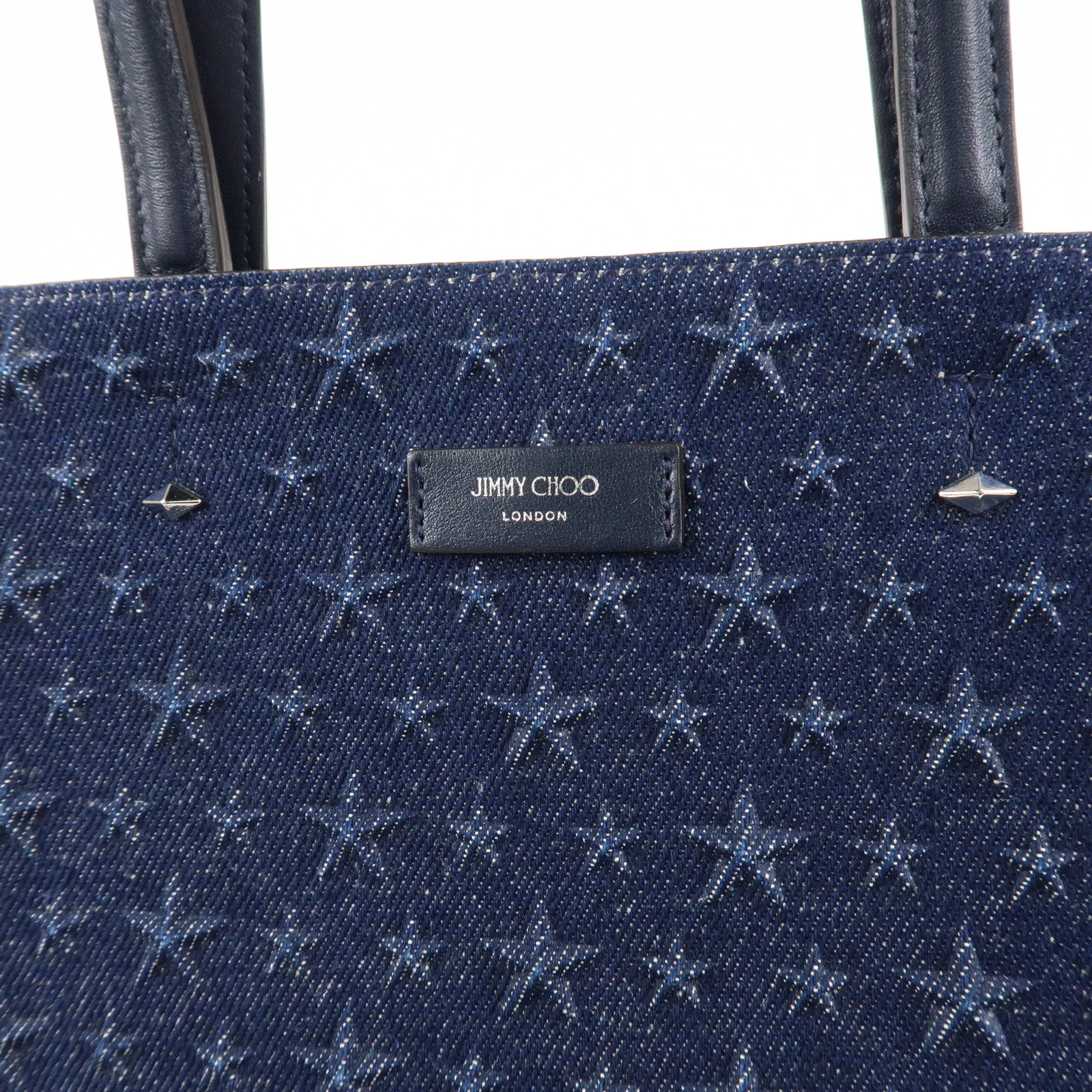 JIMMY CHOO Denim Leather Lenny North South 2Way Tote Bag Indigo Used