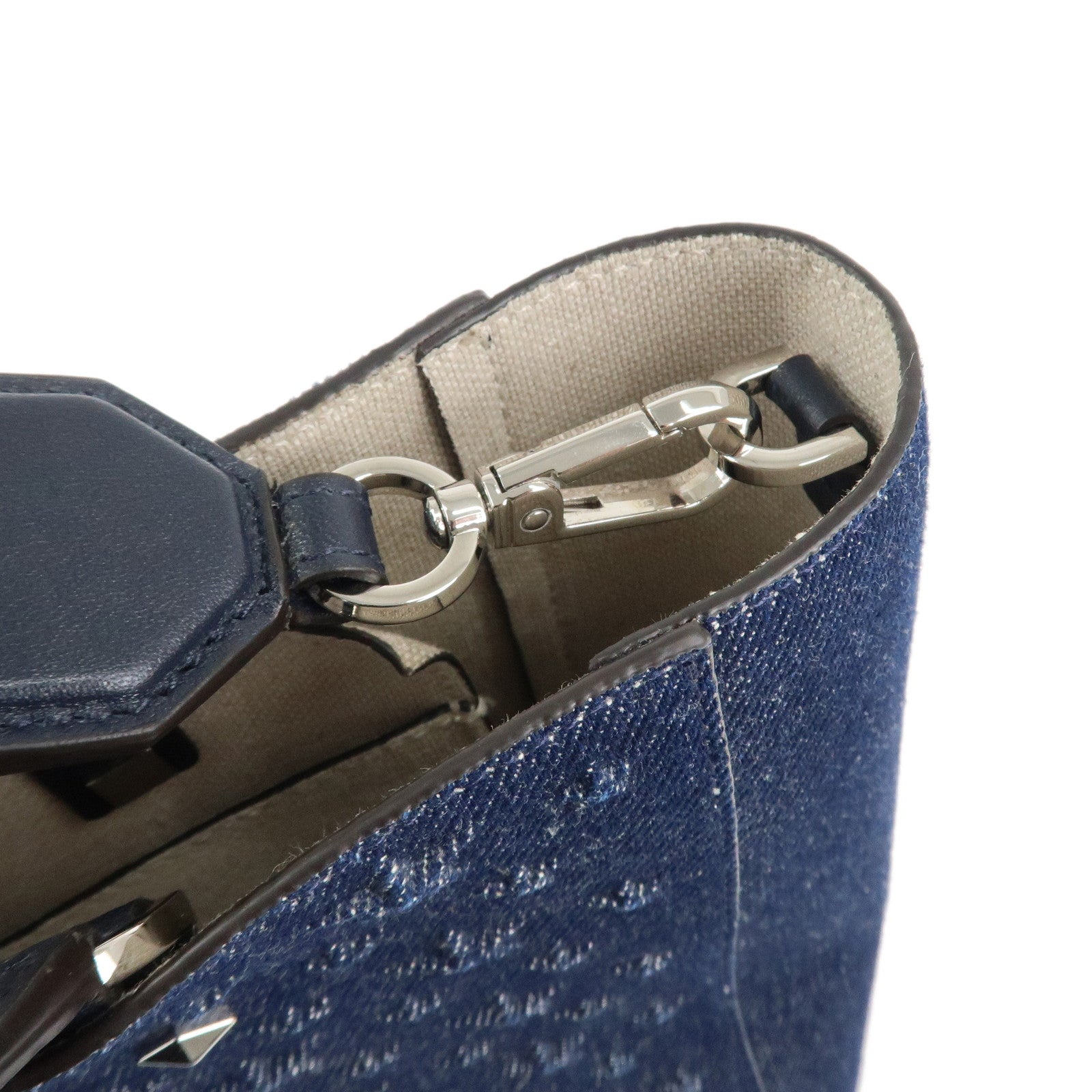 JIMMY CHOO Denim Leather Lenny North South 2Way Tote Bag Indigo Used