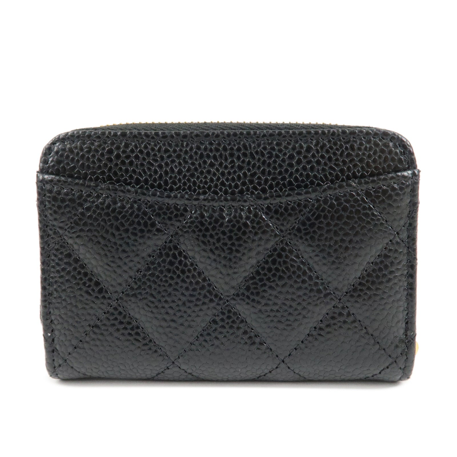 CHANEL COCO Mark Matelasse Caviar Skin Coin Case Black AP0216 Used