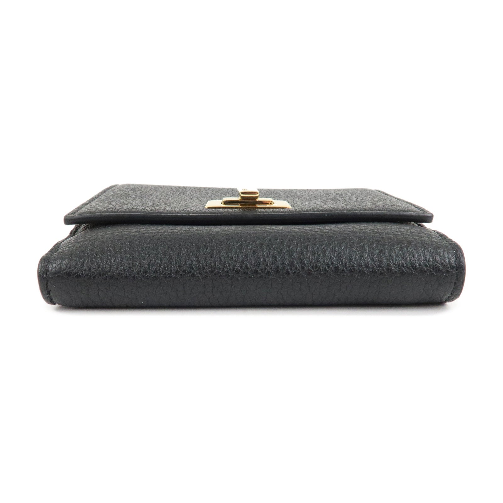 FENDI Leather Peekaboo Folded Wallet Bi-fold Wallet Black 8M0438 Used