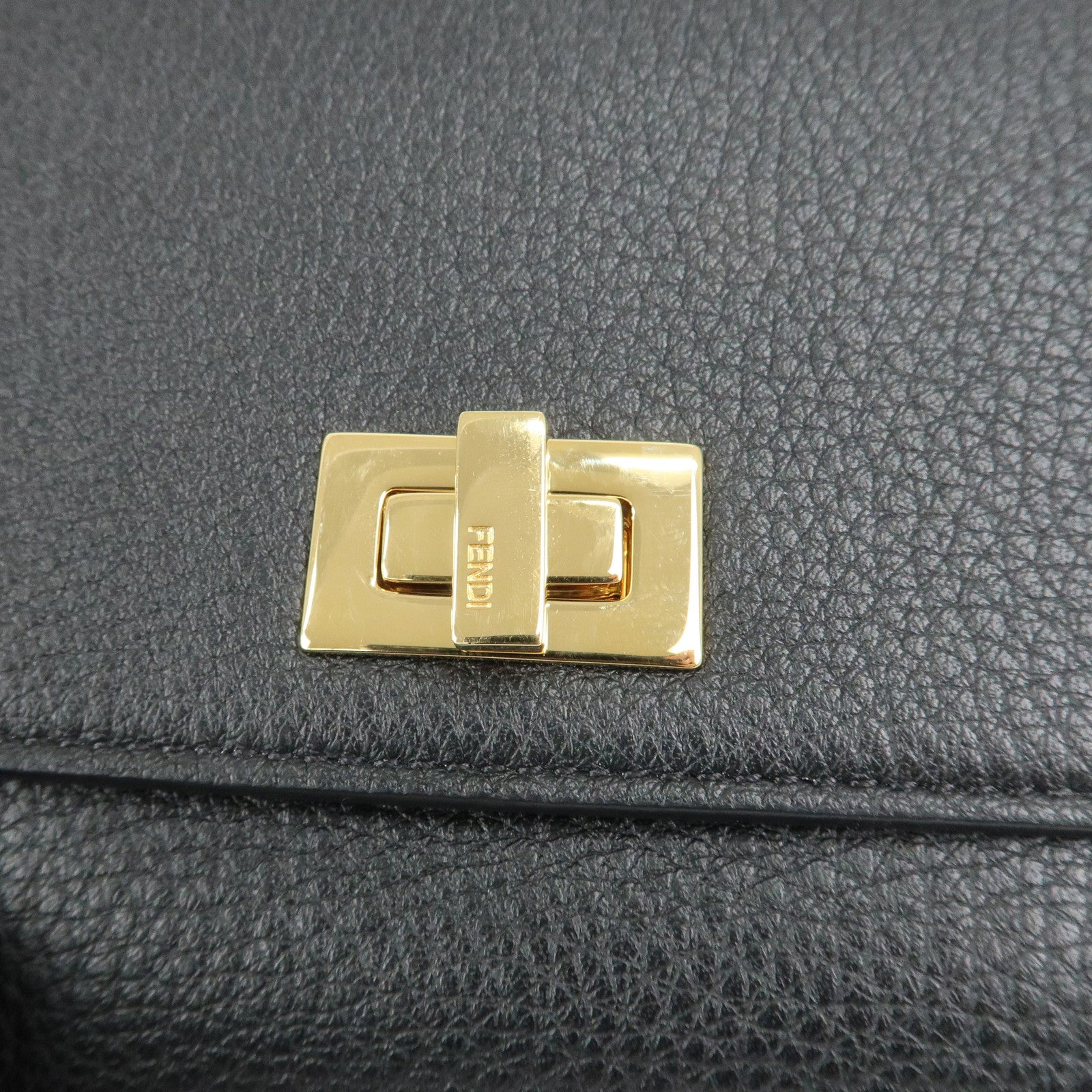 FENDI Leather Peekaboo Folded Wallet Bi-fold Wallet Black 8M0438 Used